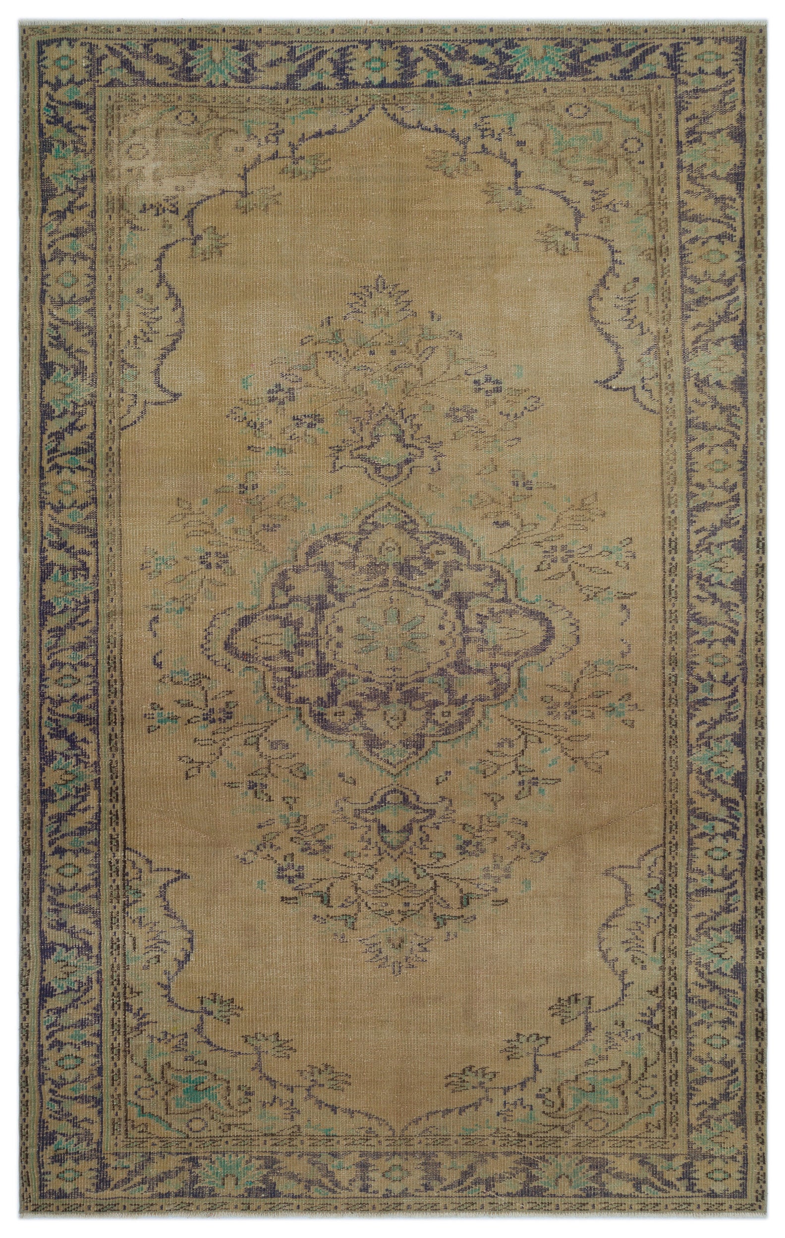 Brown Over Dyed Vintage Rug 5'9'' x 9'1'' ft 174 x 278 cm
