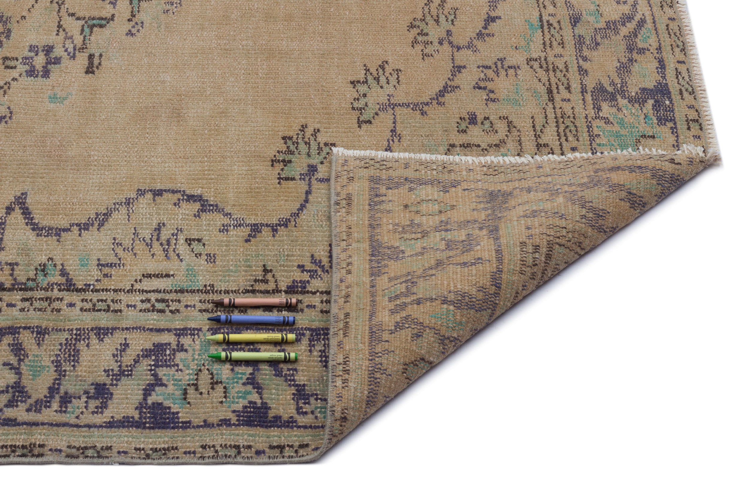 Brown Over Dyed Vintage Rug 5'9'' x 9'1'' ft 174 x 278 cm