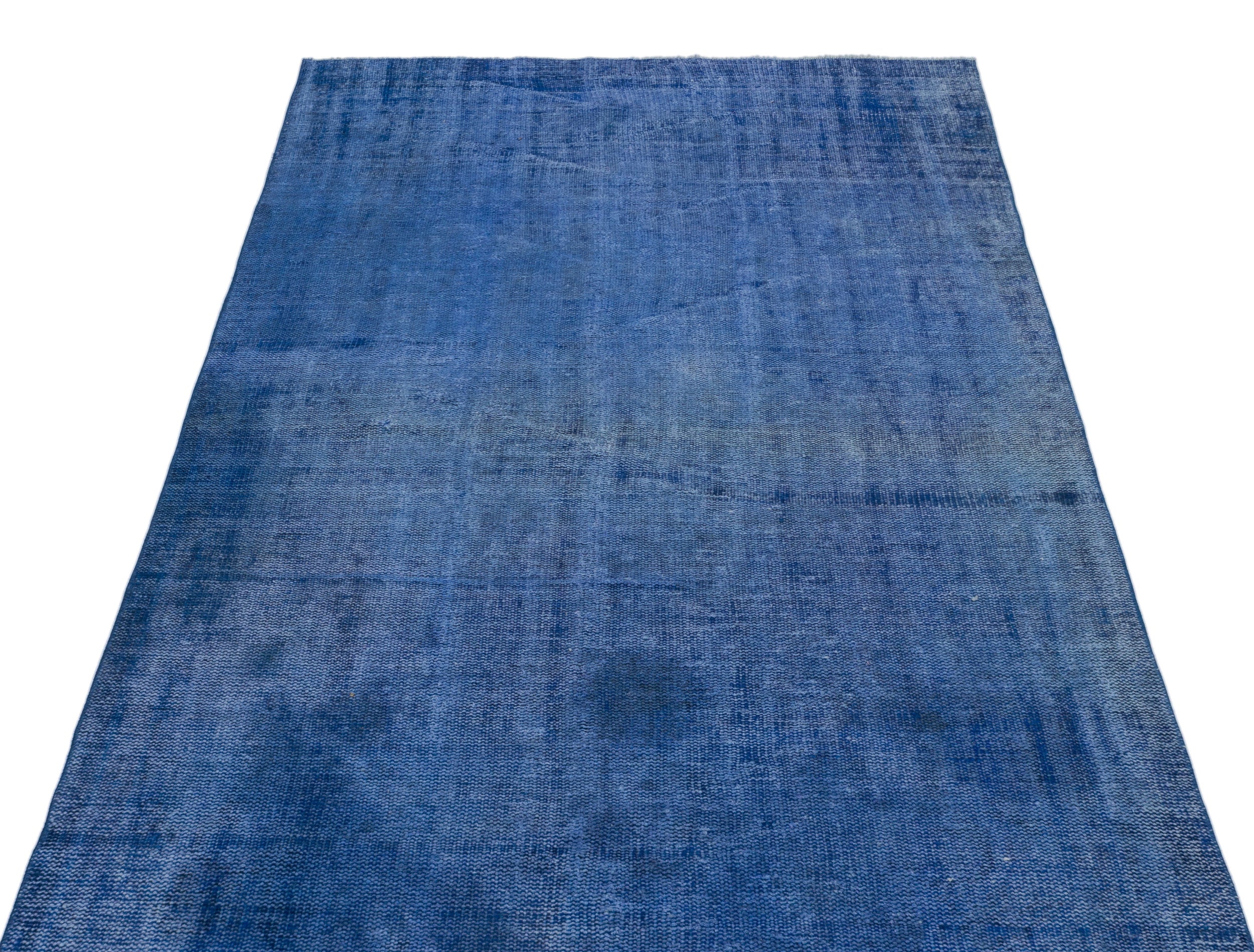 Blue Over Dyed Vintage Rug 4'3'' x 8'9'' ft 130 x 266 cm