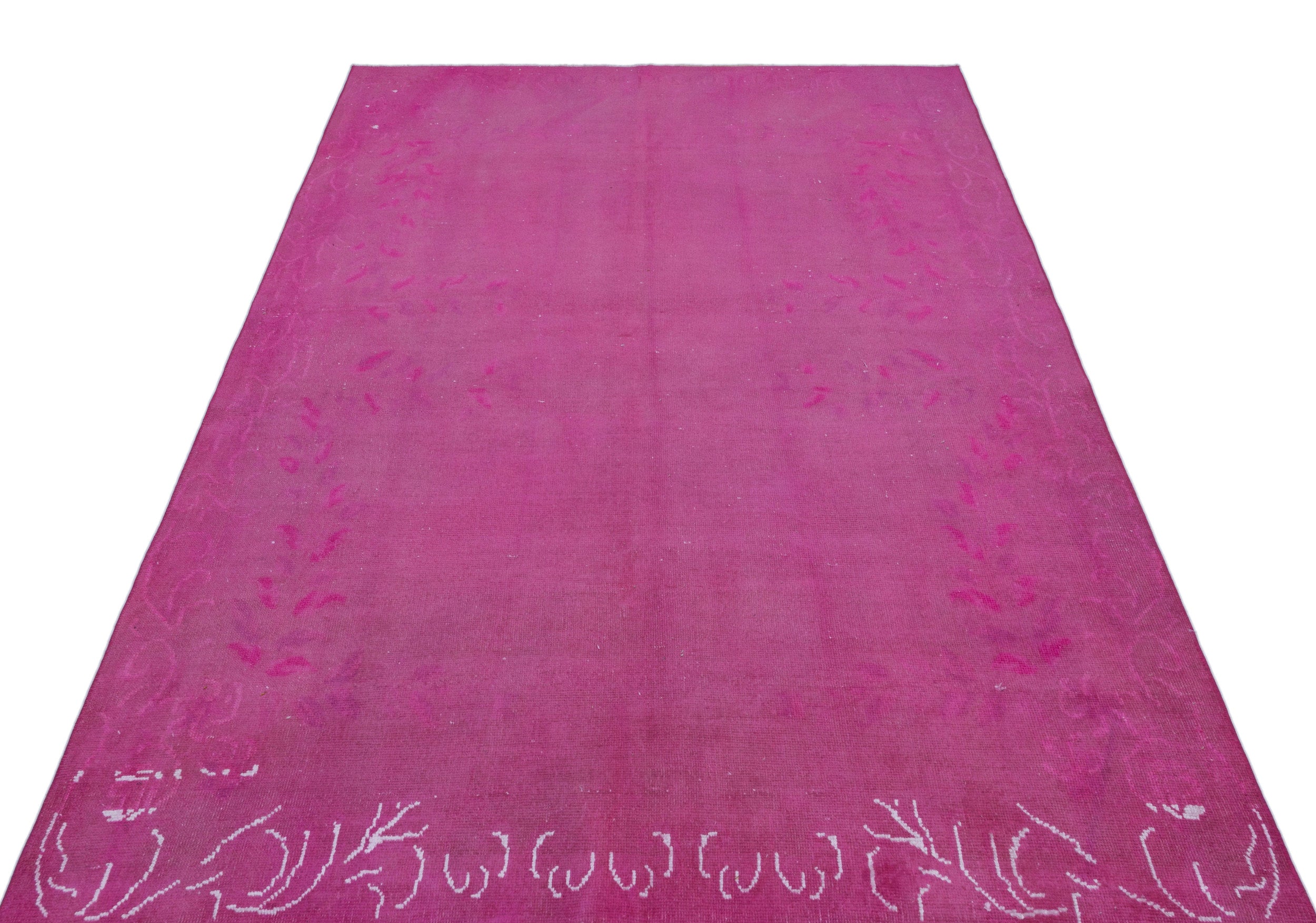 Fuchsia Over Dyed Vintage Rug 5'1'' x 8'6'' ft 155 x 258 cm