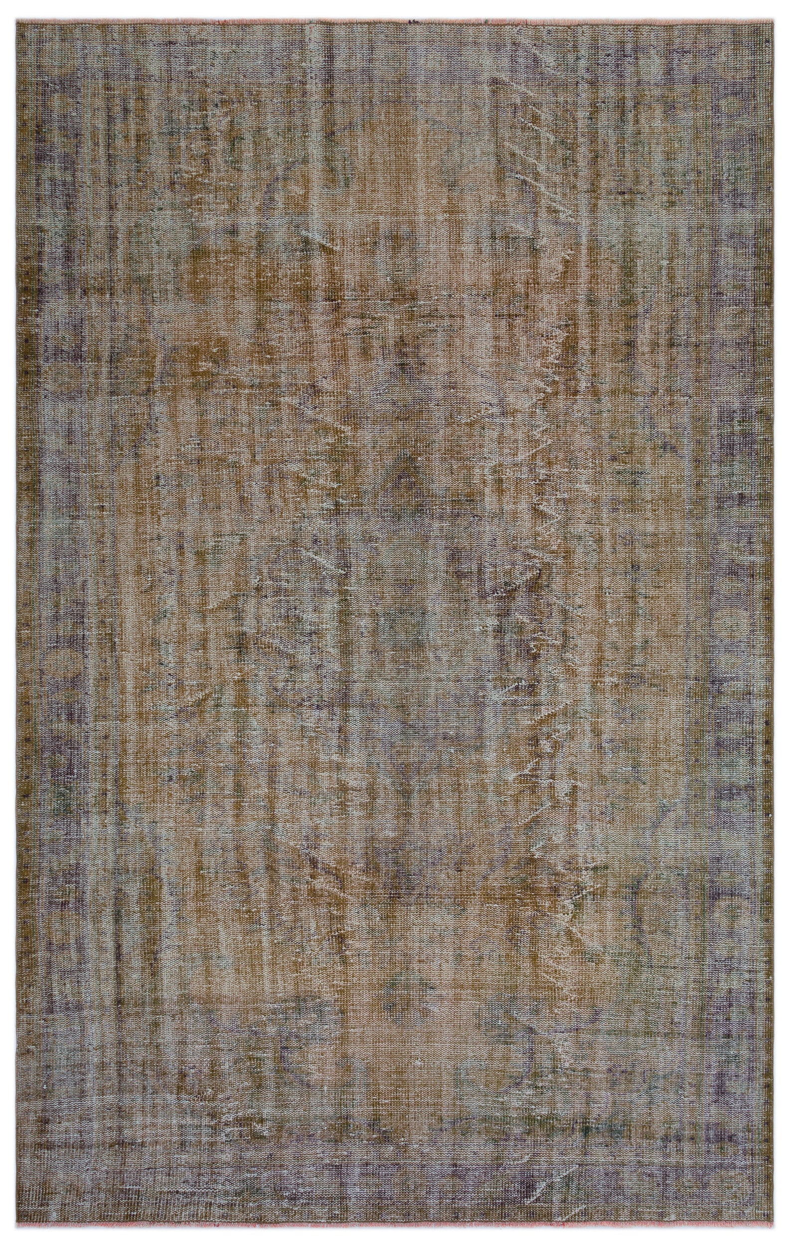 Brown Over Dyed Vintage Rug 6'1'' x 9'8'' ft 186 x 294 cm