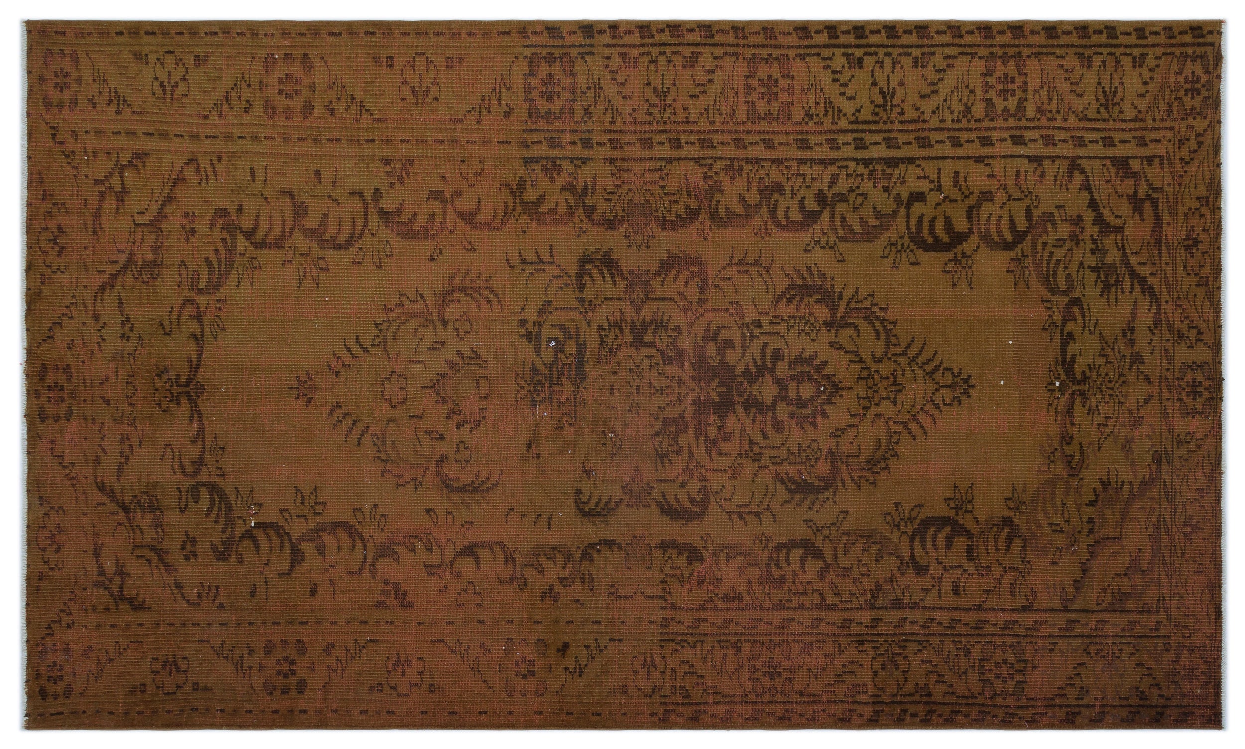 Brown Over Dyed Vintage Rug 4'11'' x 8'4'' ft 151 x 253 cm