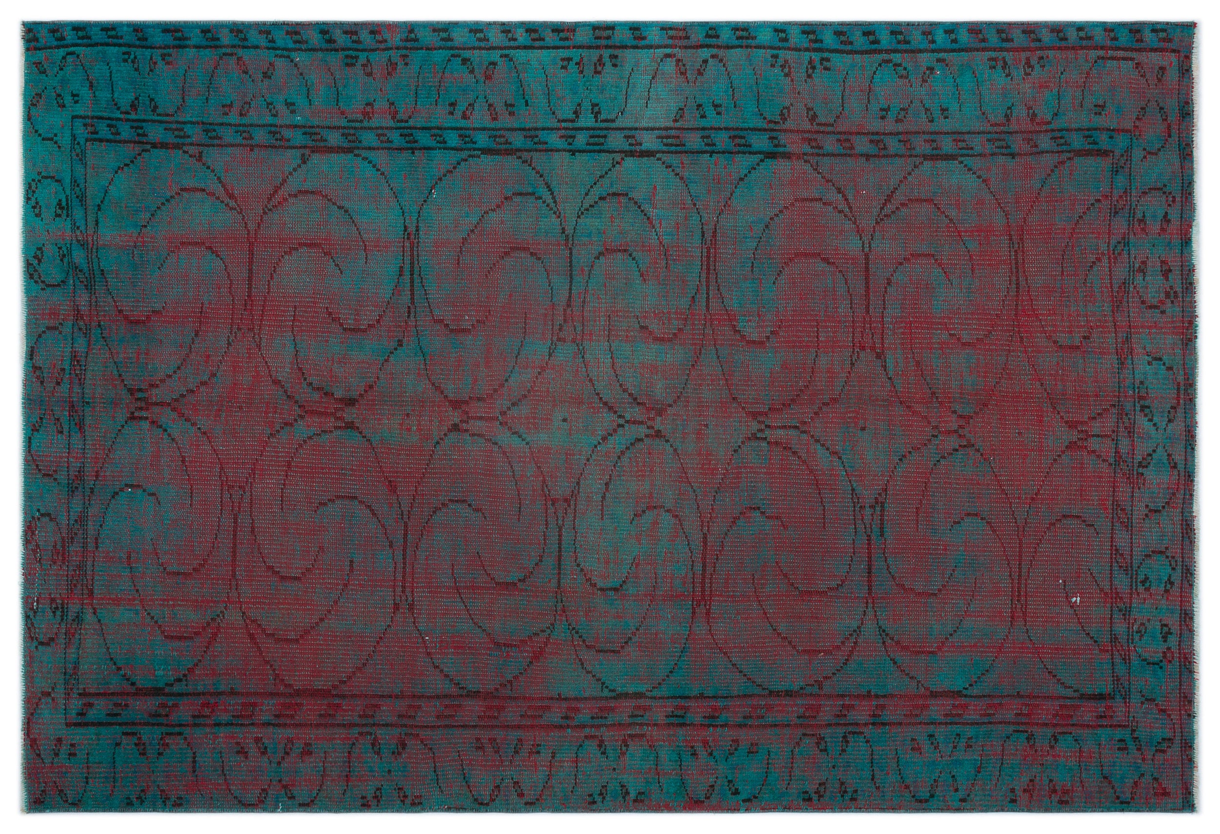 Retro Over Dyed Vintage Rug 4'8'' x 6'12'' ft 142 x 213 cm