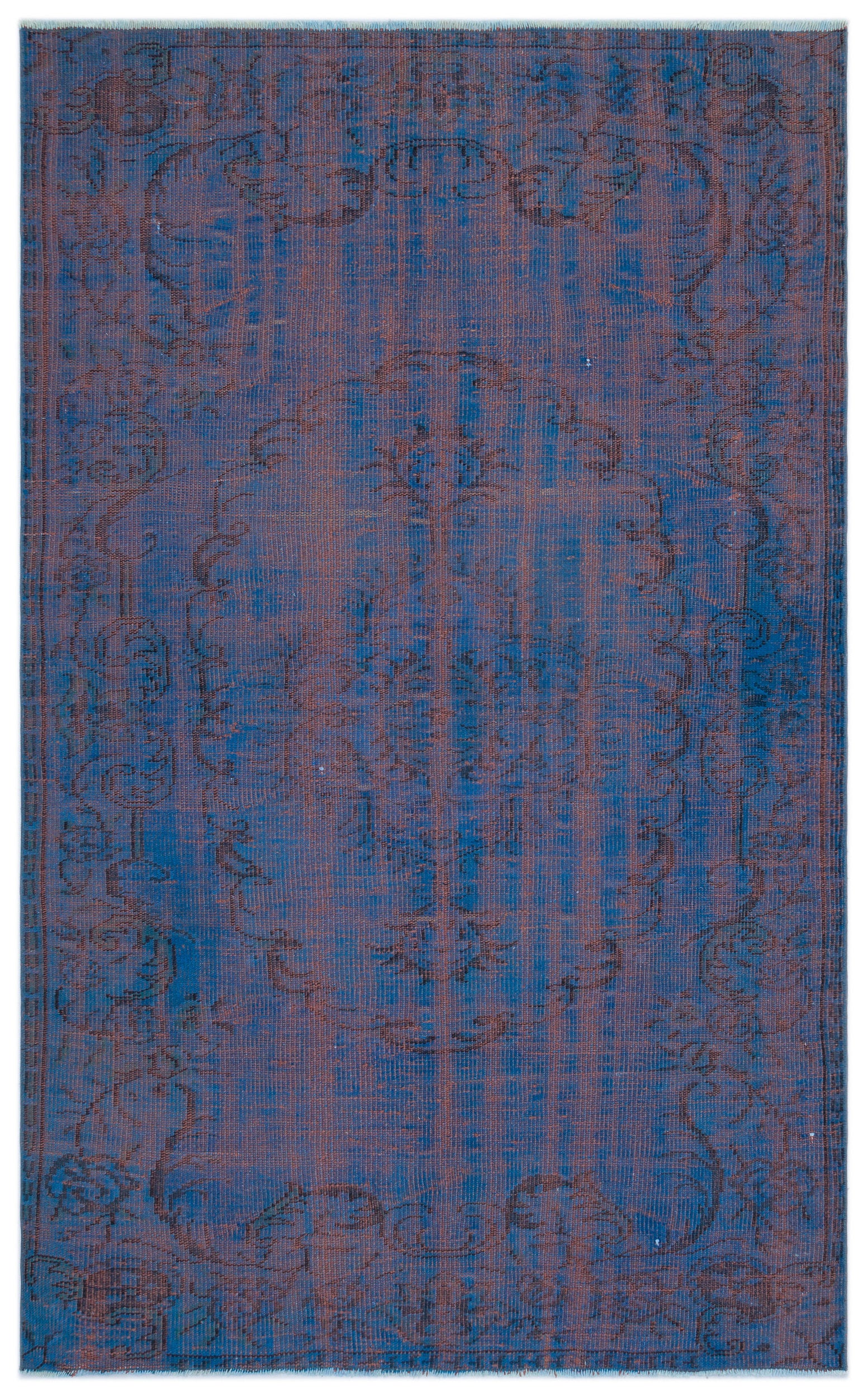 Blue Over Dyed Vintage Rug 4'11'' x 7'10'' ft 149 x 240 cm