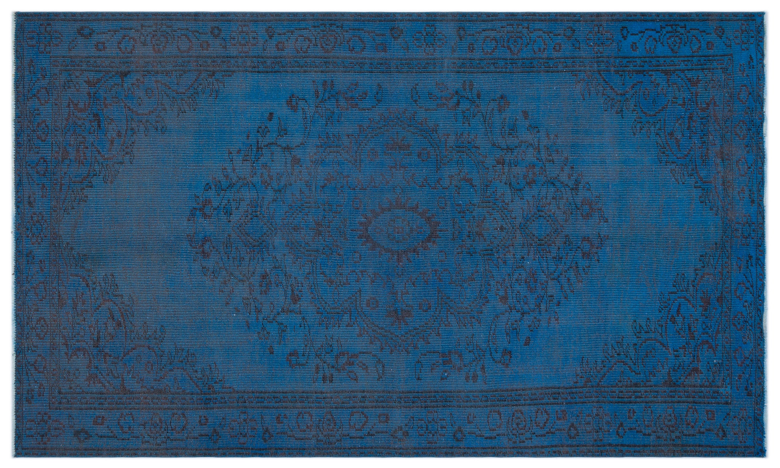 Blue Over Dyed Vintage Rug 4'11'' x 8'2'' ft 150 x 250 cm