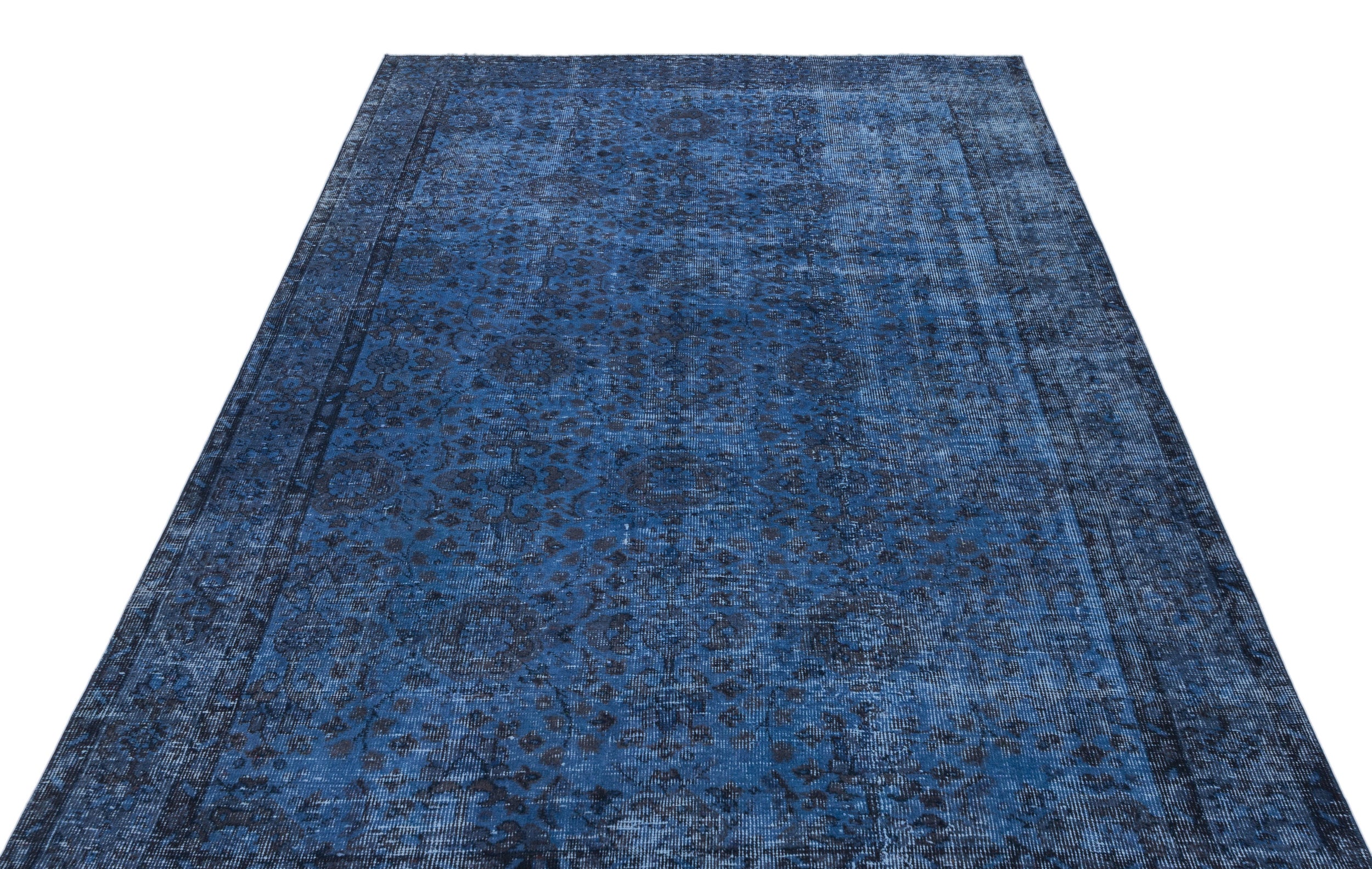 Blue Over Dyed Vintage Rug 5'3'' x 8'8'' ft 161 x 264 cm