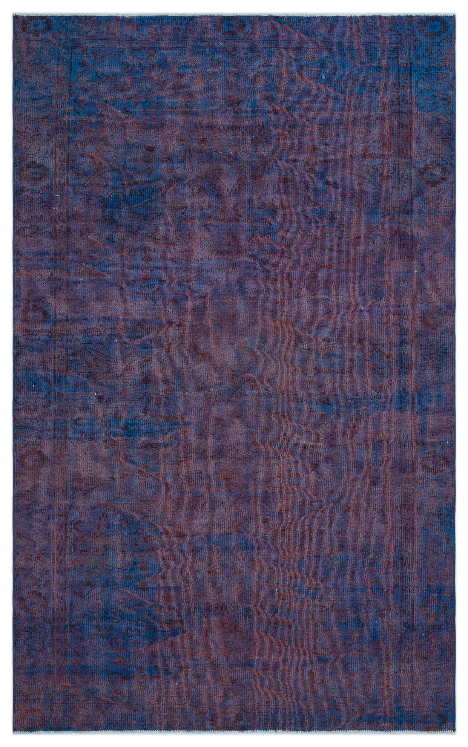 Blue Over Dyed Vintage Rug 5'5'' x 8'10'' ft 164 x 268 cm