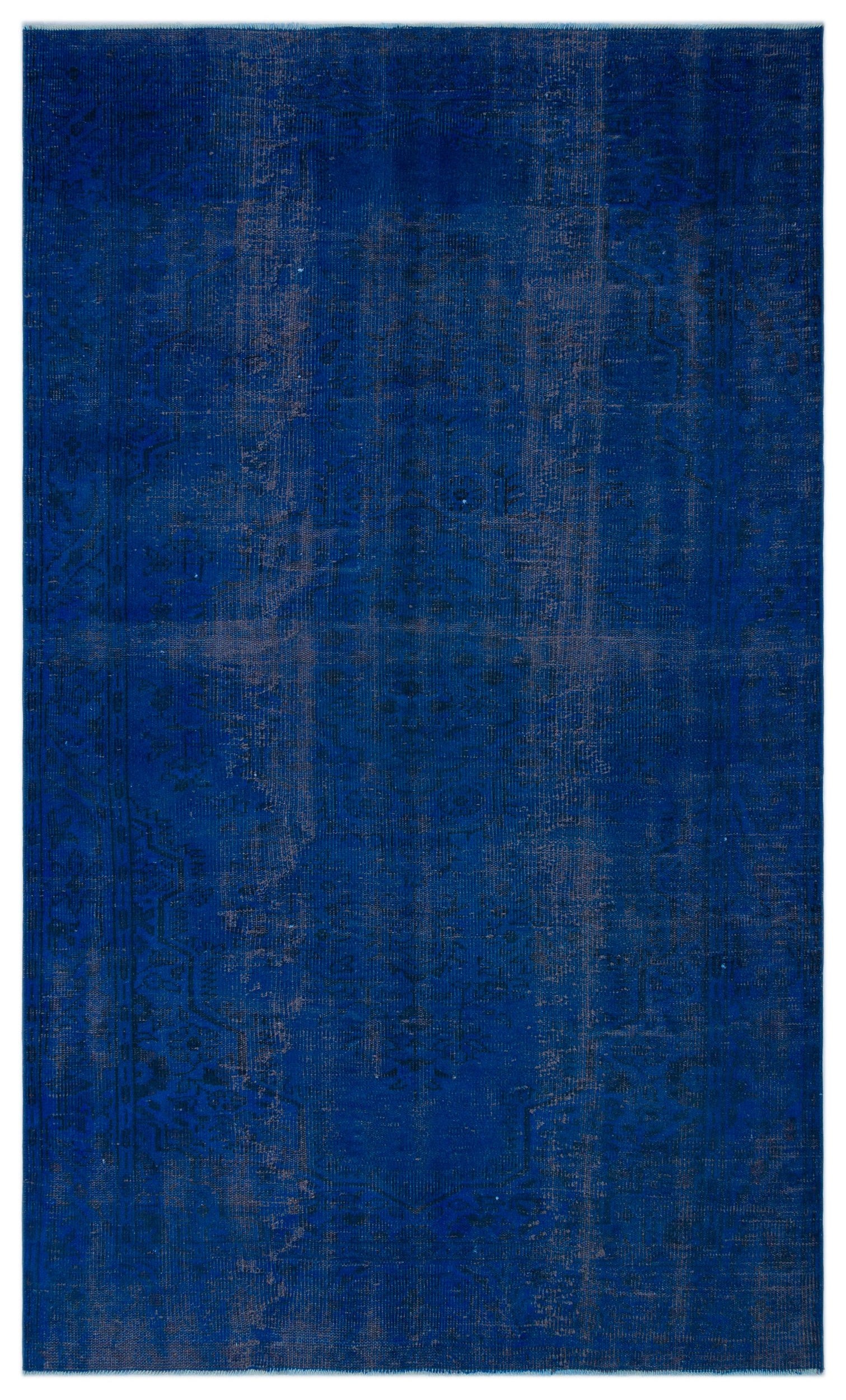 Blue Over Dyed Vintage Rug 5'7'' x 9'5'' ft 170 x 287 cm