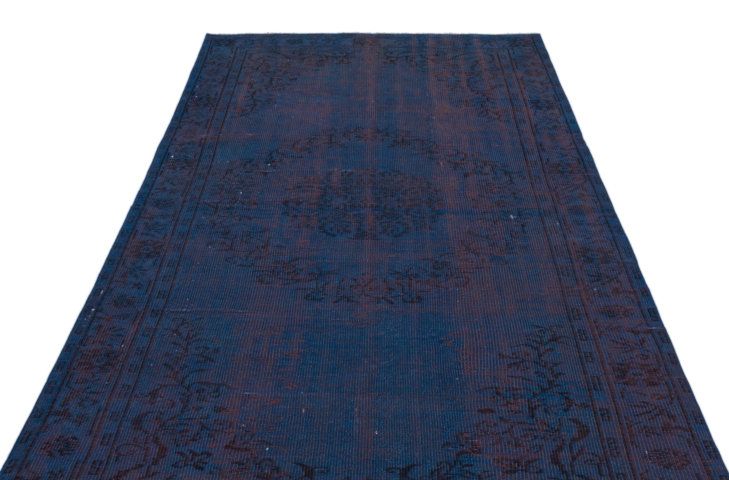 Blue Over Dyed Vintage Rug 5'1'' x 8'6'' ft 156 x 260 cm