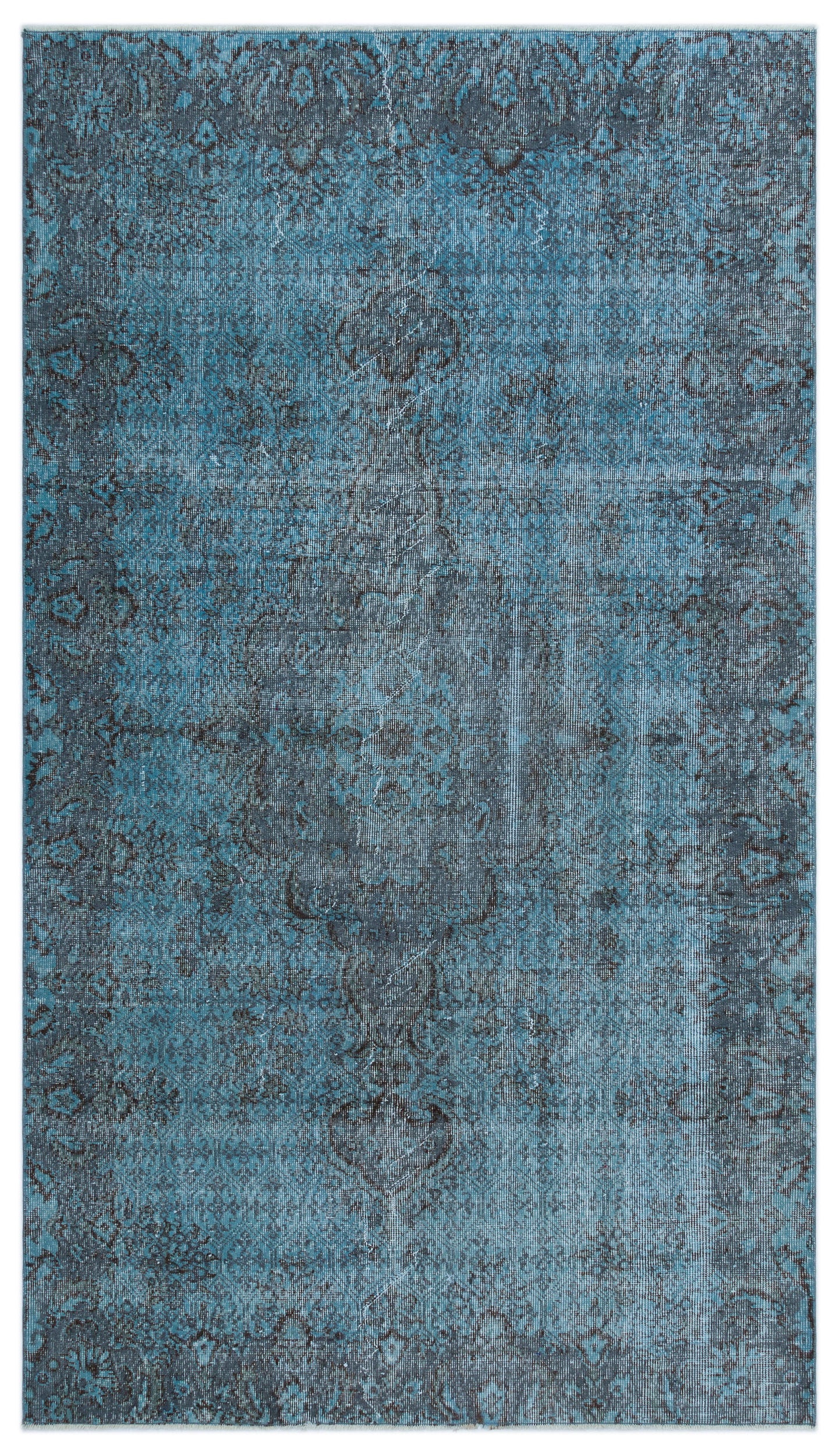 Blue Over Dyed Vintage Rug 4'11'' x 8'7'' ft 150 x 262 cm