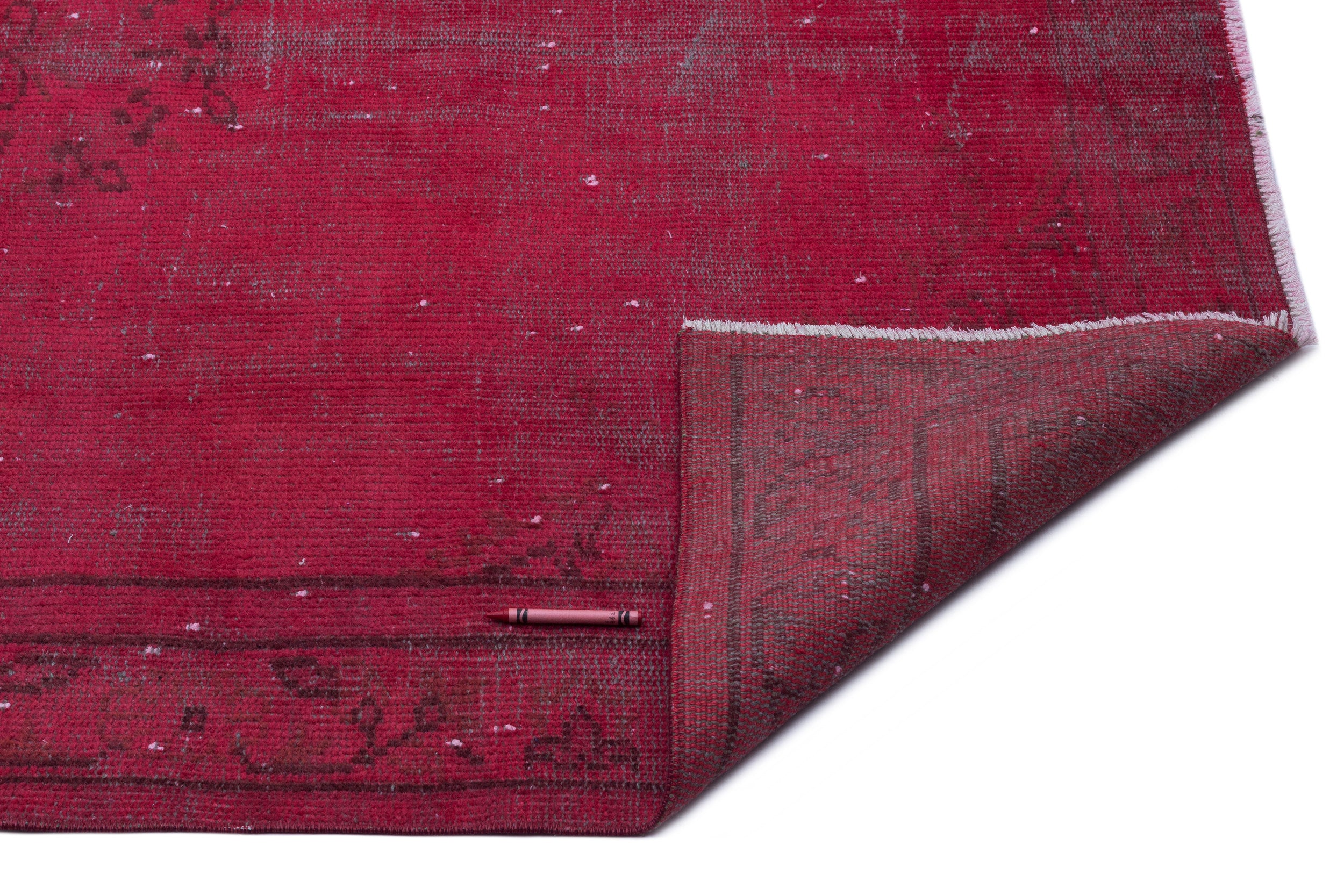 Red Over Dyed Vintage Rug 4'11'' x 8'9'' ft 150 x 266 cm