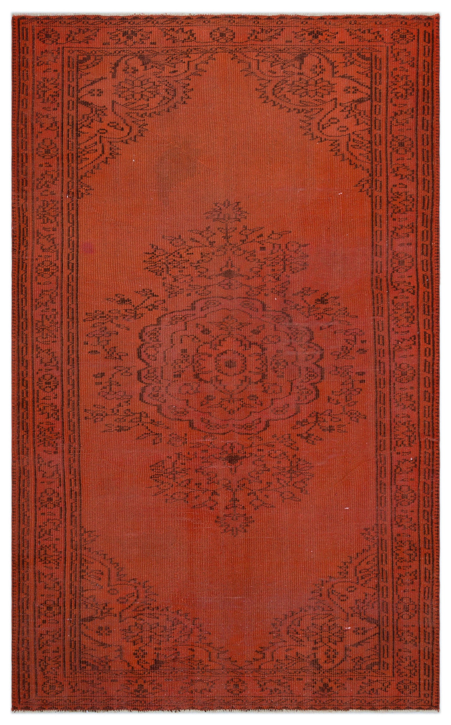 Orange Over Dyed Vintage Rug 5'1'' x 8'5'' ft 156 x 256 cm