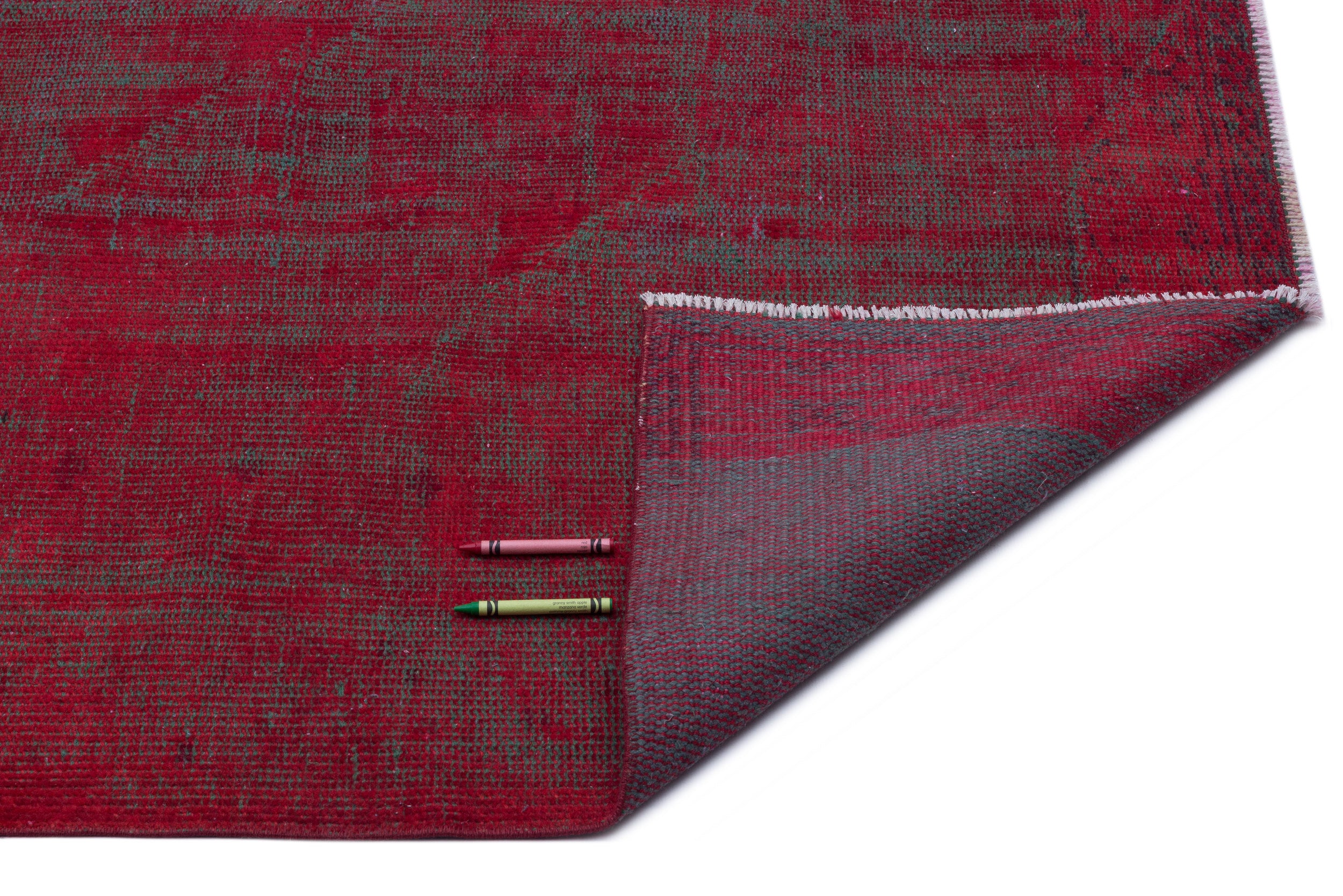 Red Over Dyed Vintage Rug 5'6'' x 9'7'' ft 167 x 292 cm