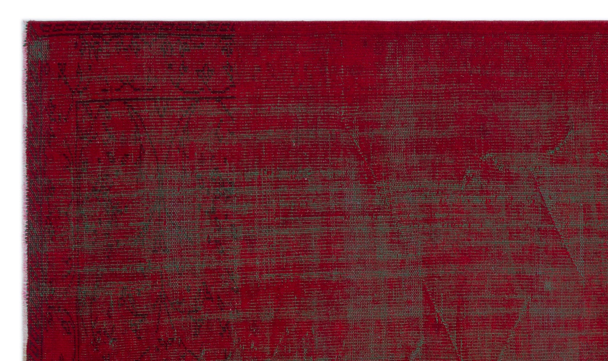Red Over Dyed Vintage Rug 5'6'' x 9'7'' ft 167 x 292 cm
