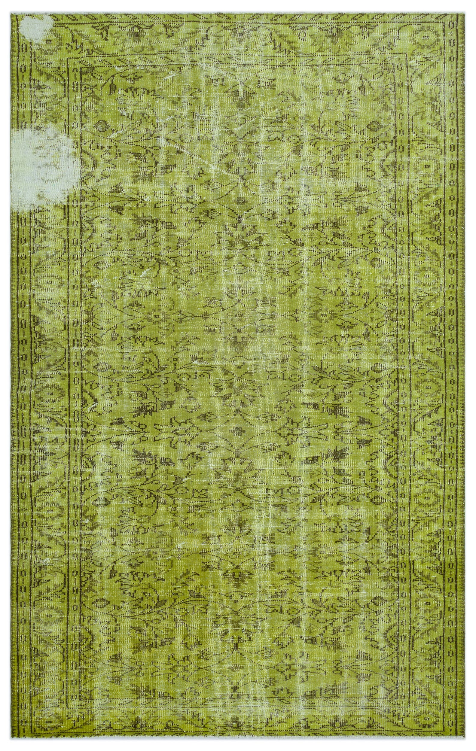 Green Over Dyed Vintage Rug 5'11'' x 9'6'' ft 180 x 290 cm