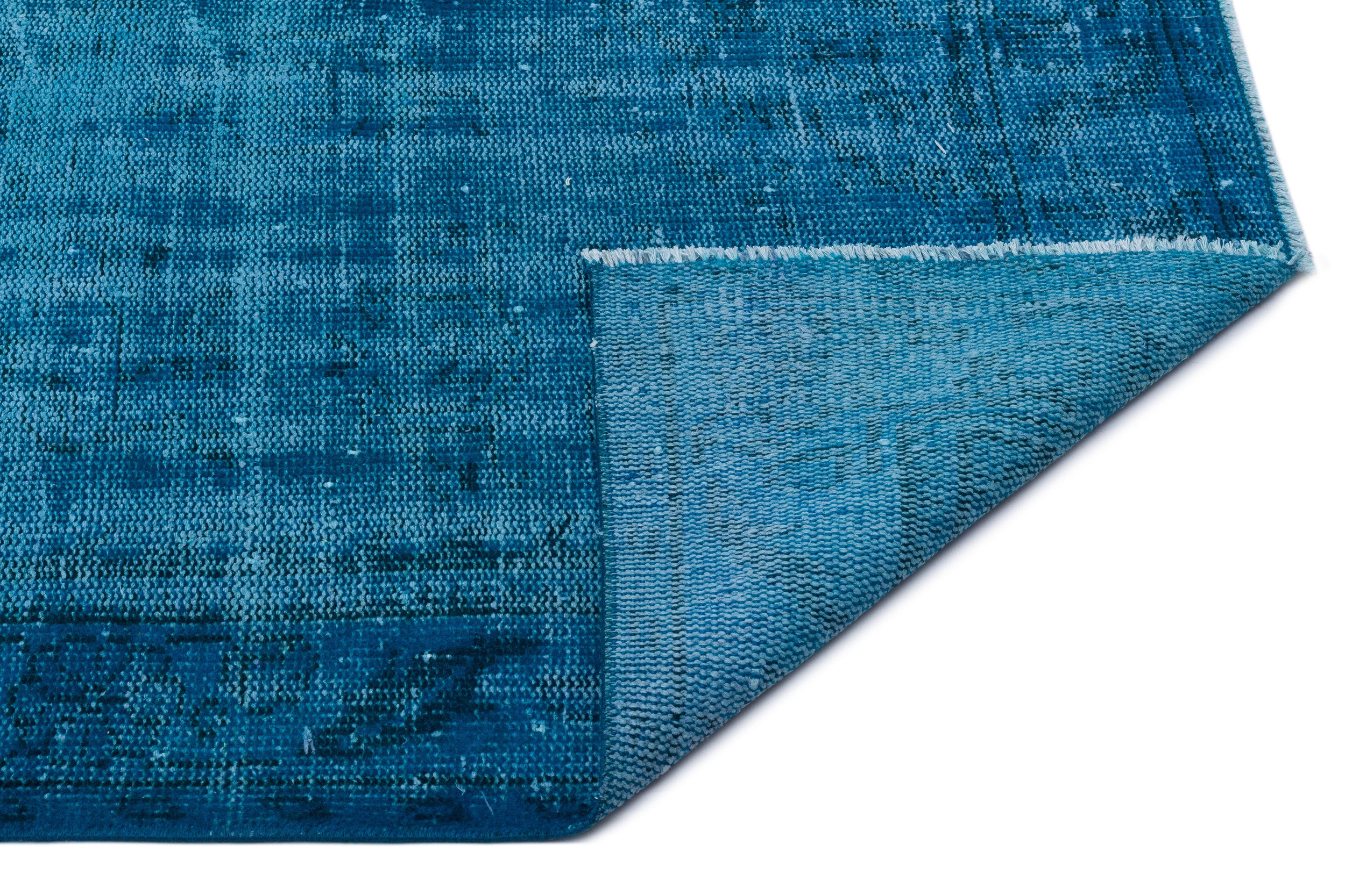 Turquoise  Over Dyed Vintage Rug 5'2'' x 8'4'' ft 157 x 254 cm