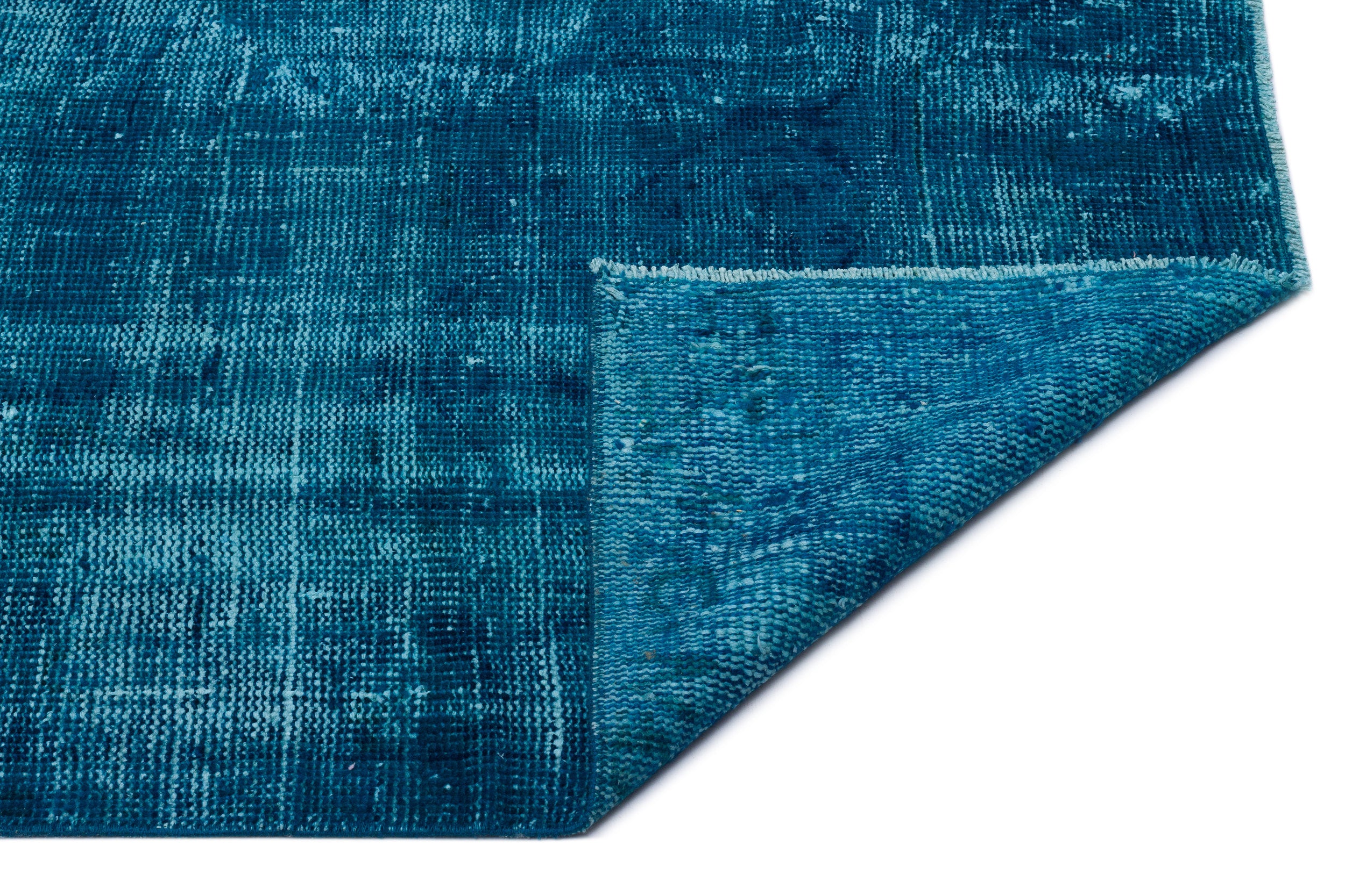 Turquoise  Over Dyed Vintage Rug 4'10'' x 8'0'' ft 147 x 245 cm