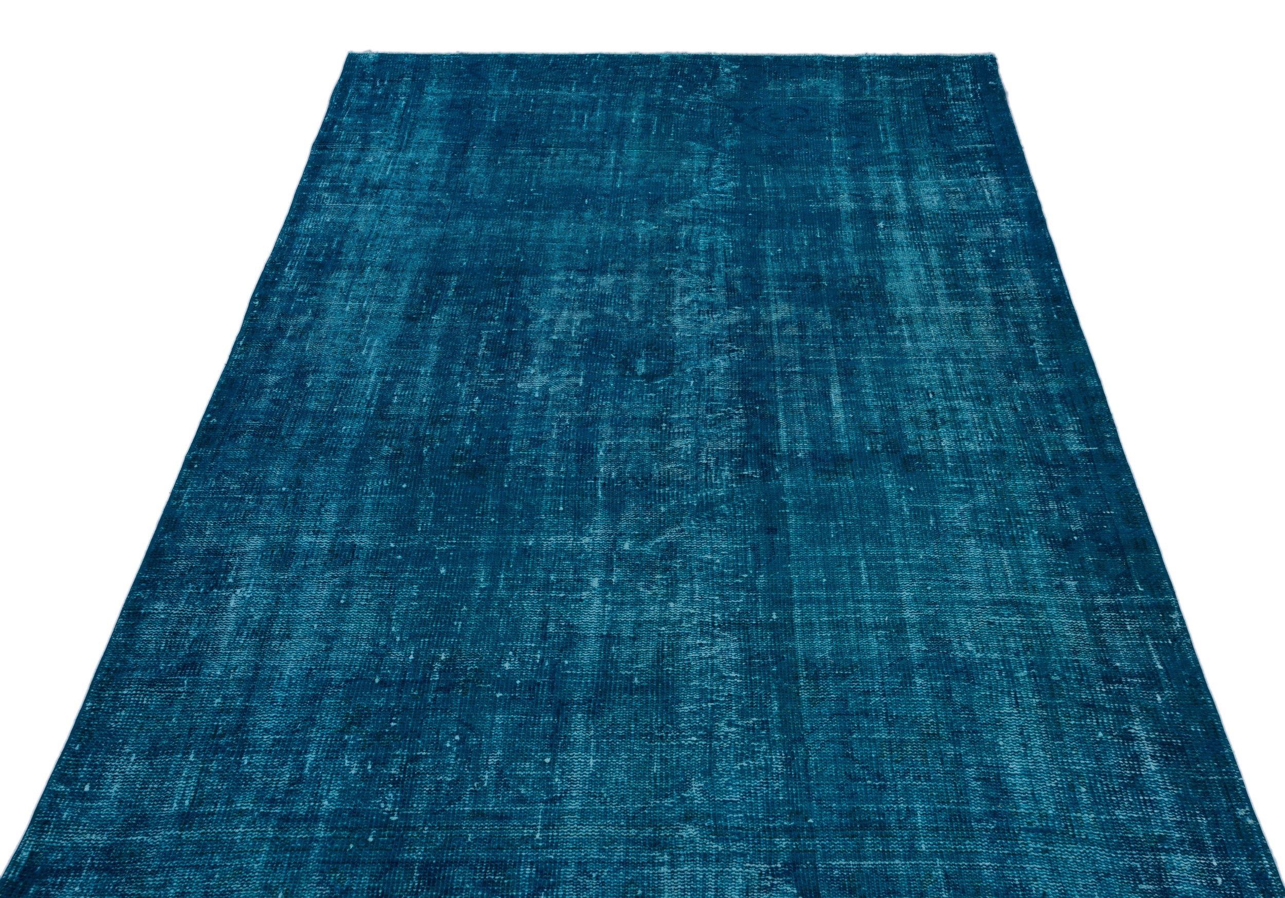 Turquoise  Over Dyed Vintage Rug 4'10'' x 8'0'' ft 147 x 245 cm