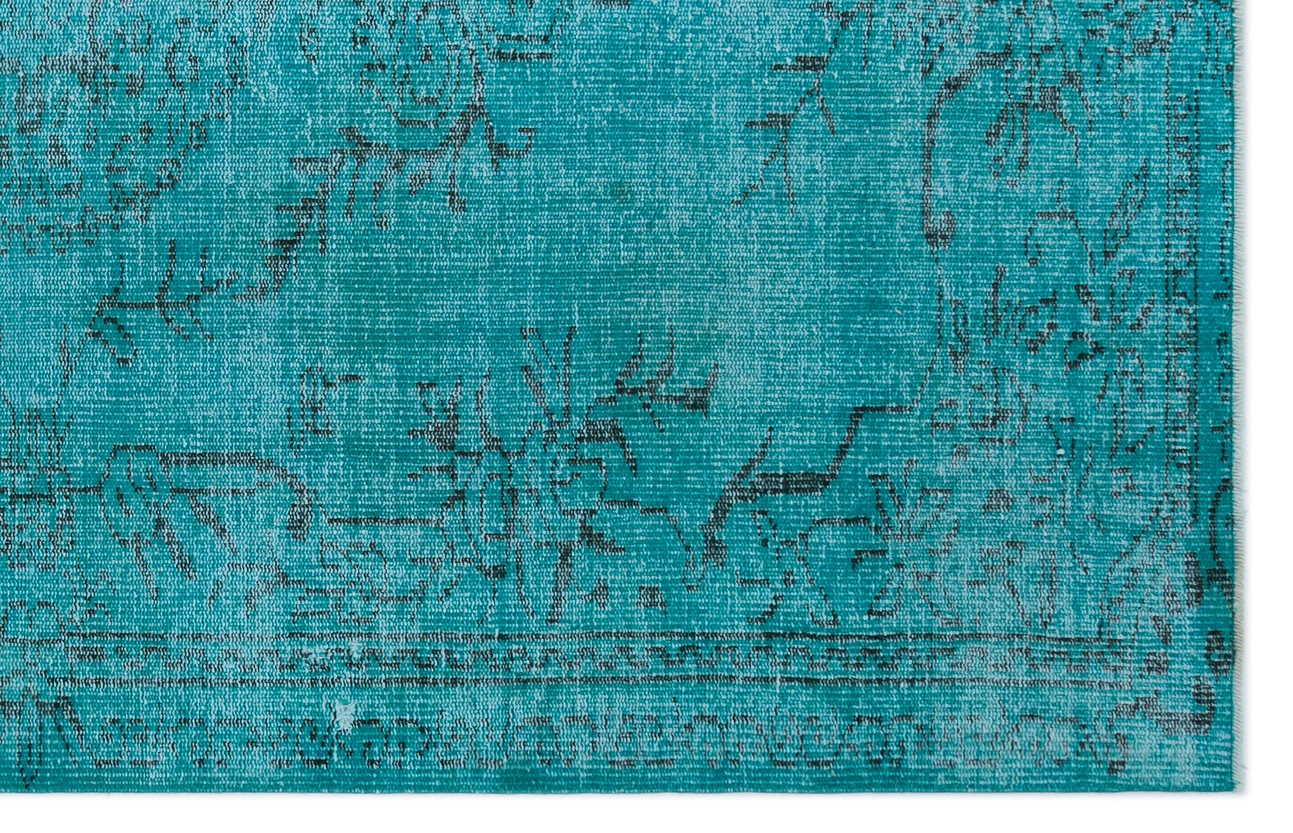 Turquoise  Over Dyed Vintage Rug 5'5'' x 8'7'' ft 164 x 261 cm