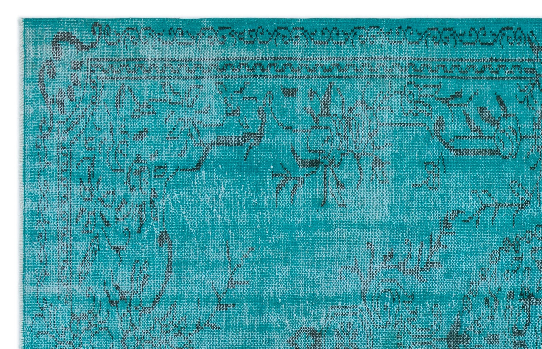 Turquoise  Over Dyed Vintage Rug 5'5'' x 8'7'' ft 164 x 261 cm