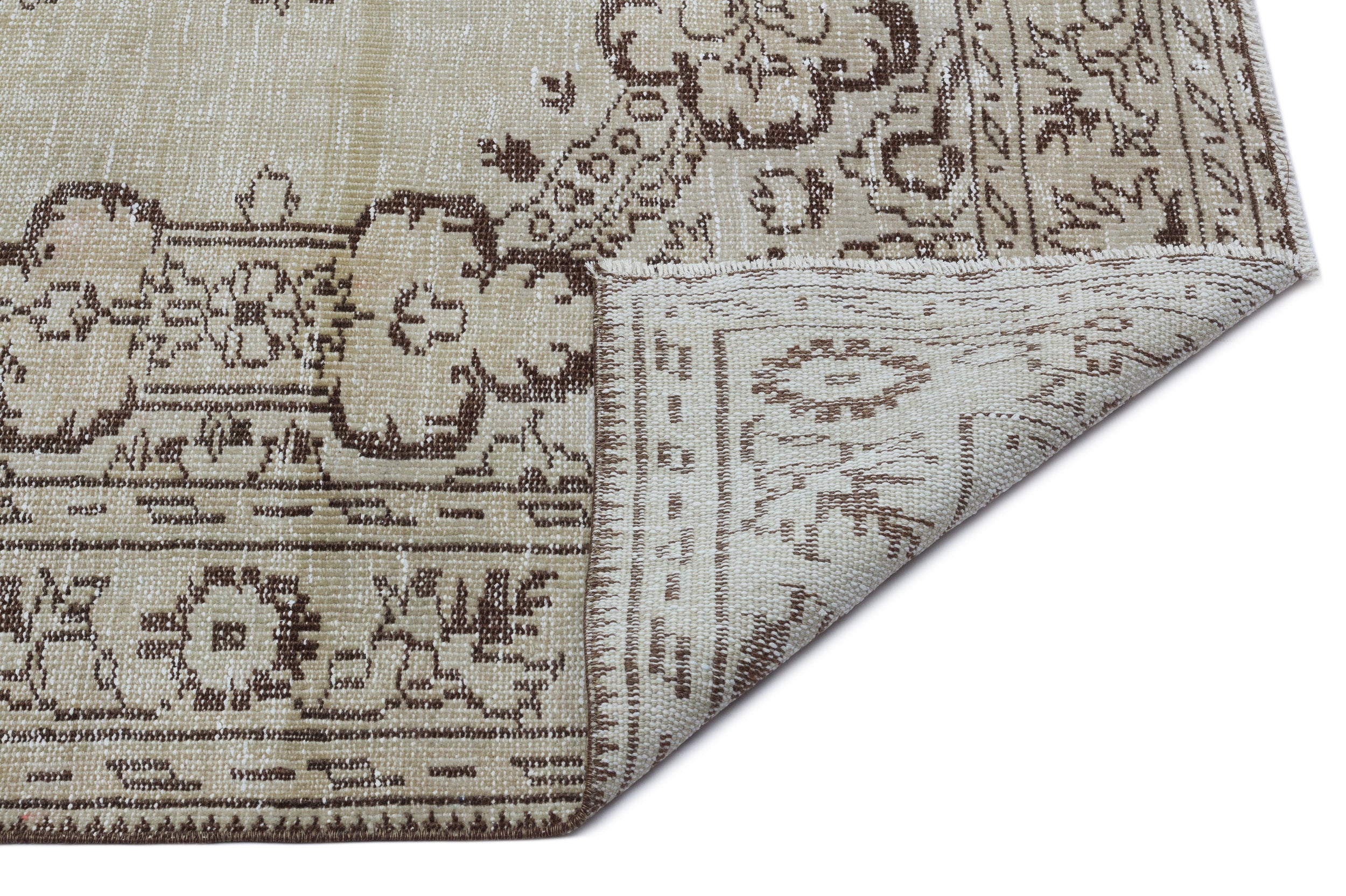 Beige Over Dyed Vintage Rug 5'1'' x 8'11'' ft 156 x 271 cm