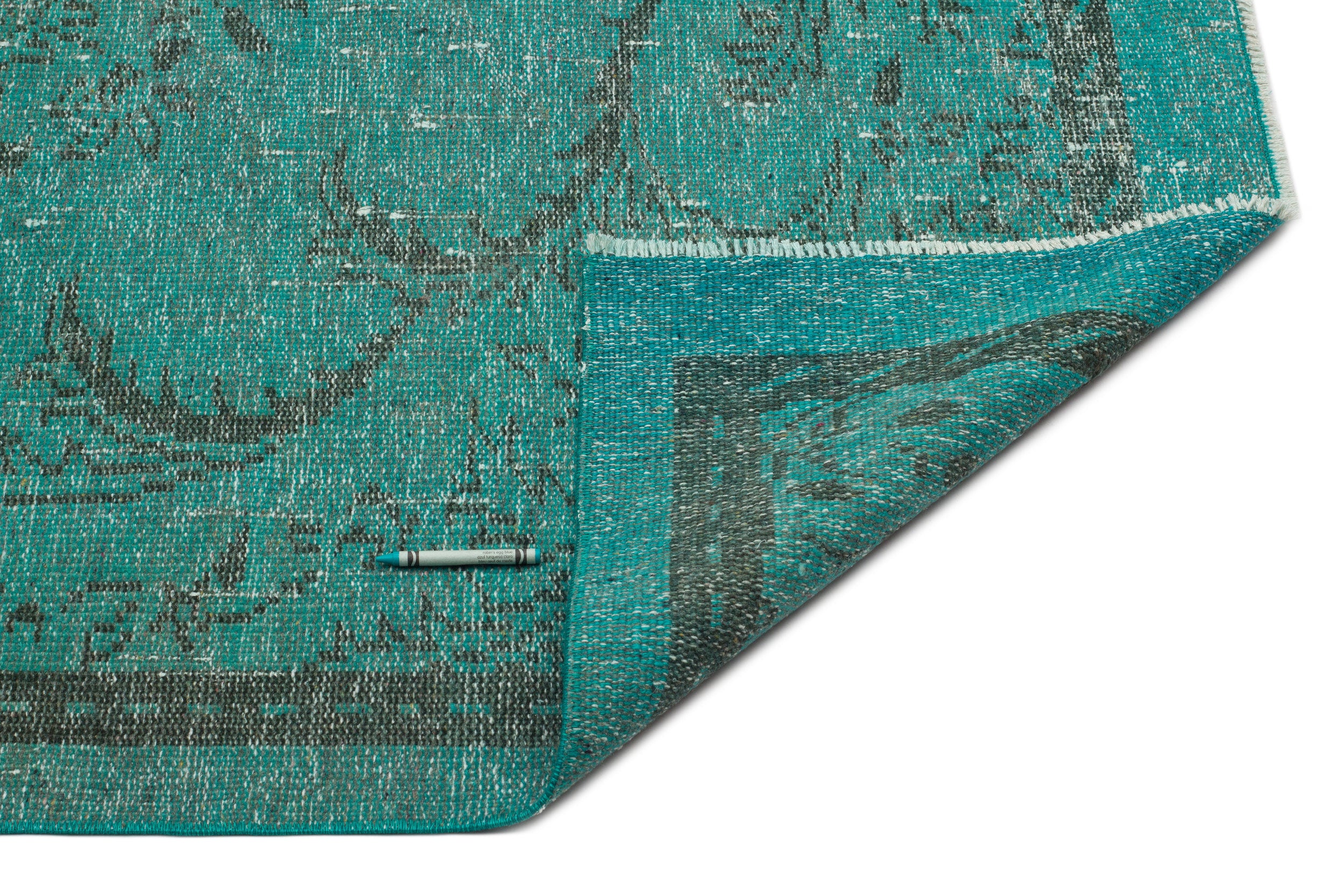 Turquoise  Over Dyed Vintage Rug 5'3'' x 8'7'' ft 160 x 262 cm