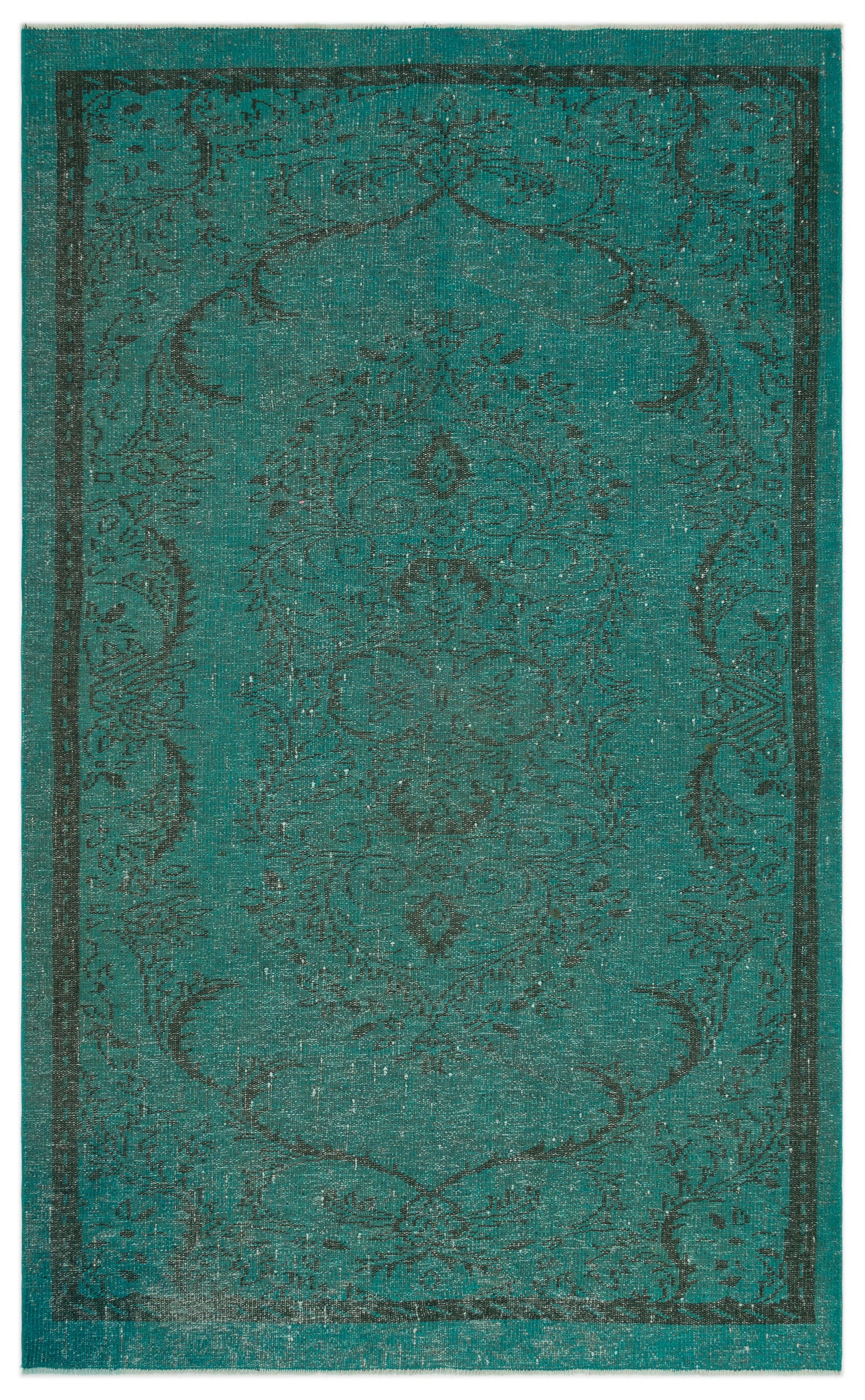 Turquoise  Over Dyed Vintage Rug 5'3'' x 8'7'' ft 160 x 262 cm