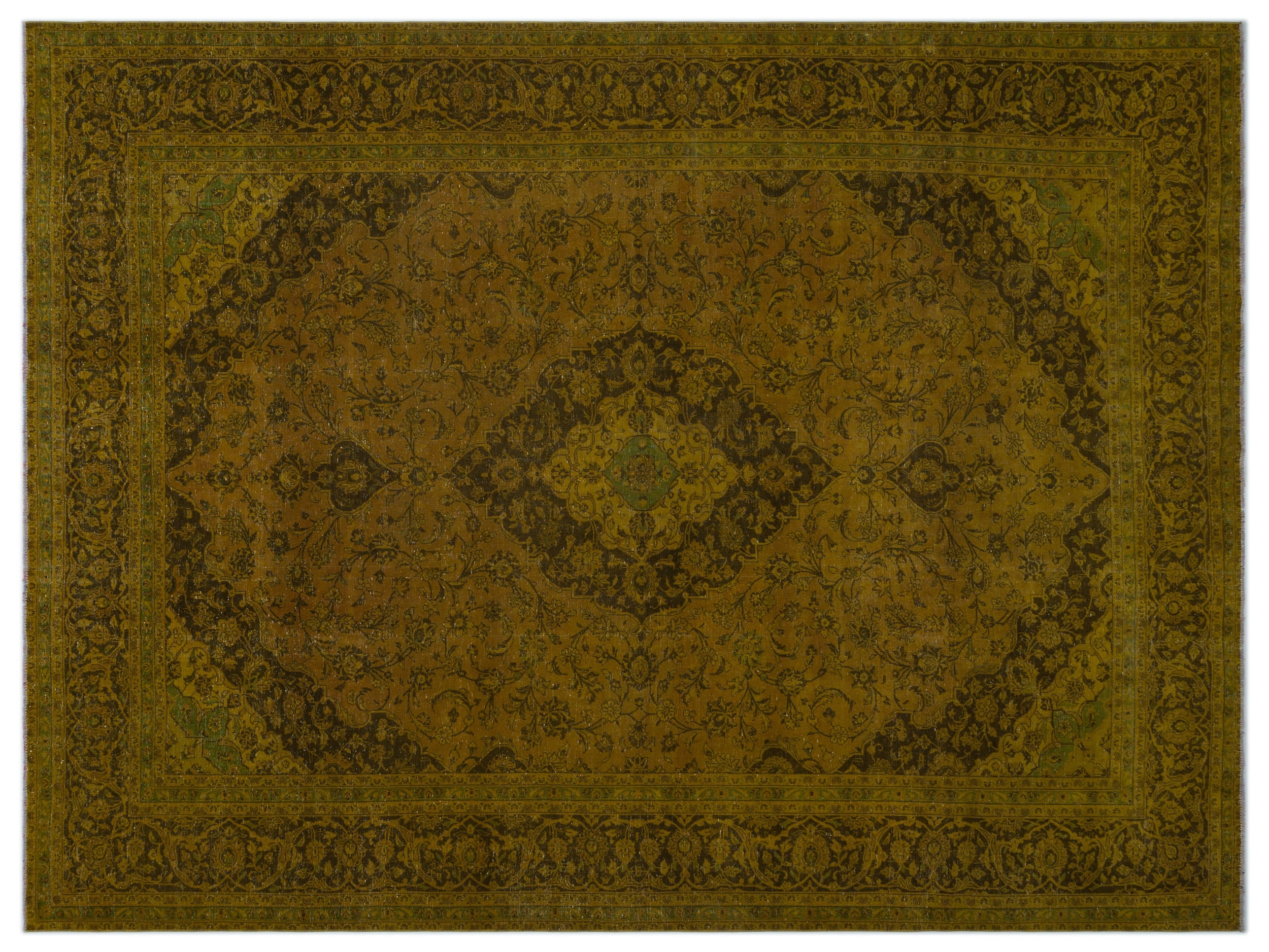 Yellow Over Dyed Vintage XLarge Rug 9'6'' x 12'10'' ft 289 x 390 cm