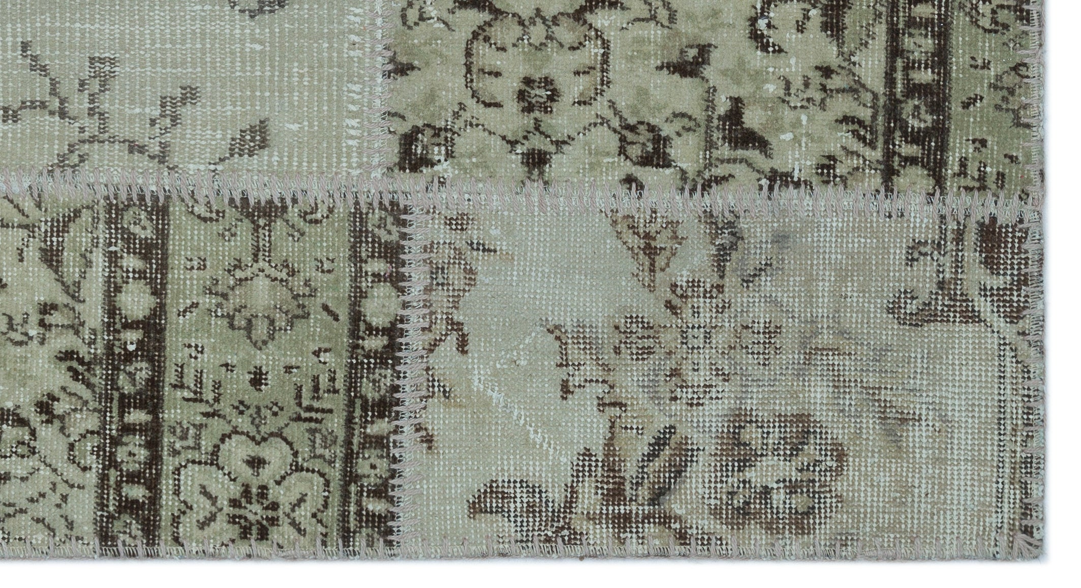 Beige Over Dyed Patchwork Unique Rug 2'7'' x 4'11'' ft 80 x 150 cm