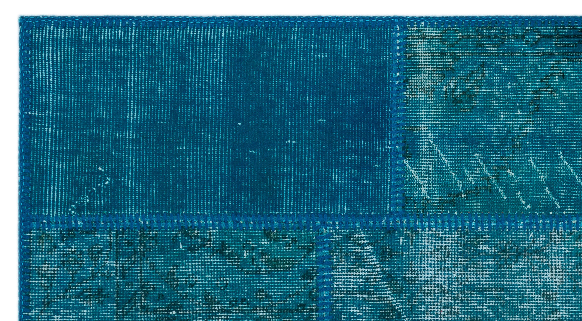 Turquoise  Over Dyed Patchwork Unique Rug 2'7'' x 4'11'' ft 80 x 150 cm
