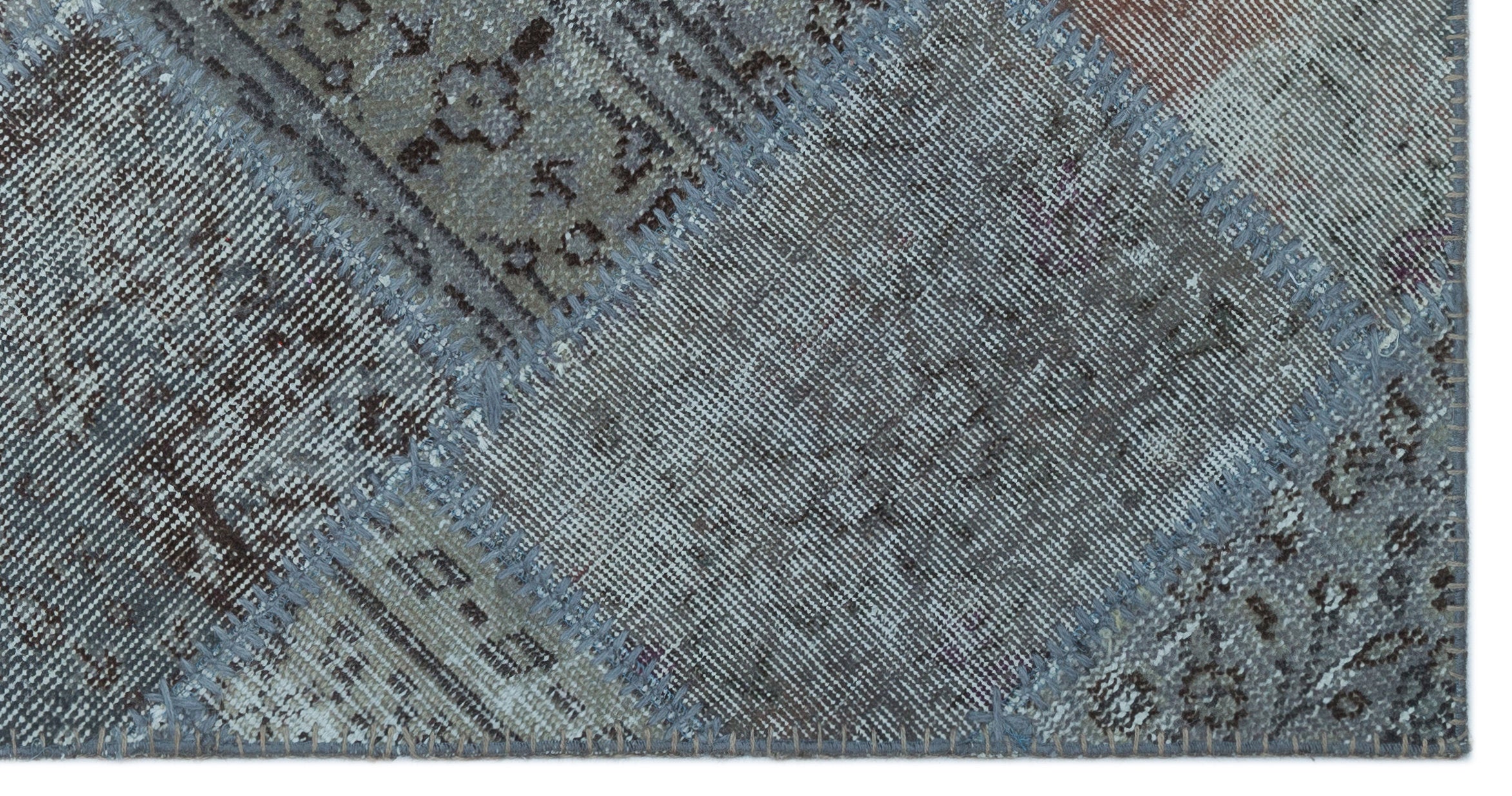 Blue Over Dyed Patchwork Unique Rug 2'7'' x 4'11'' ft 80 x 150 cm