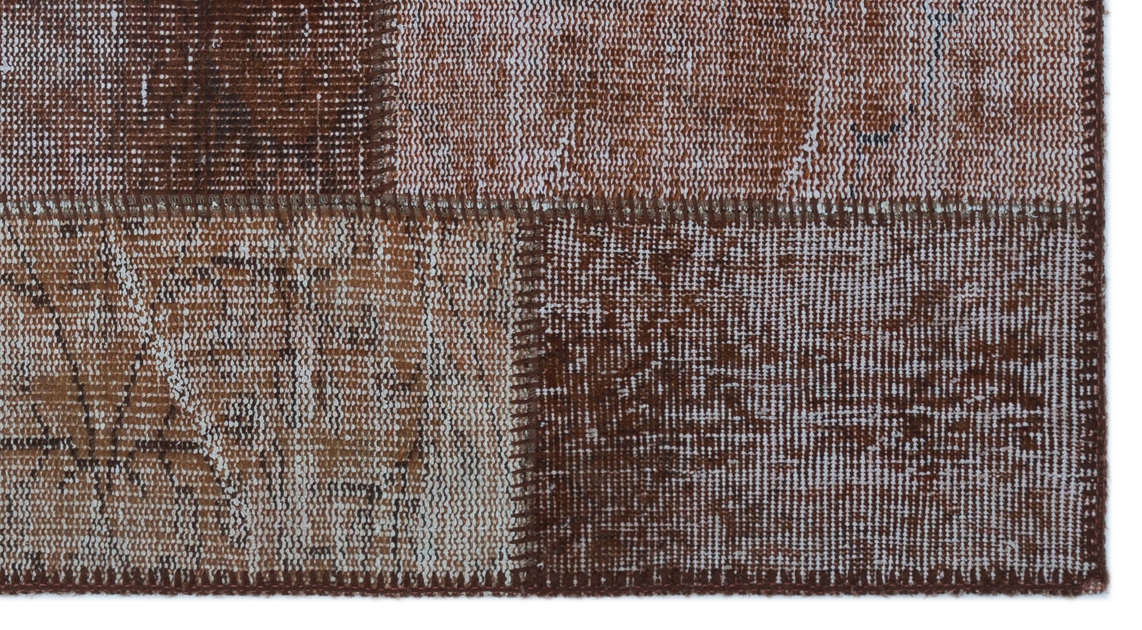 Brown Over Dyed Patchwork Unique Rug 2'7'' x 4'11'' ft 80 x 150 cm