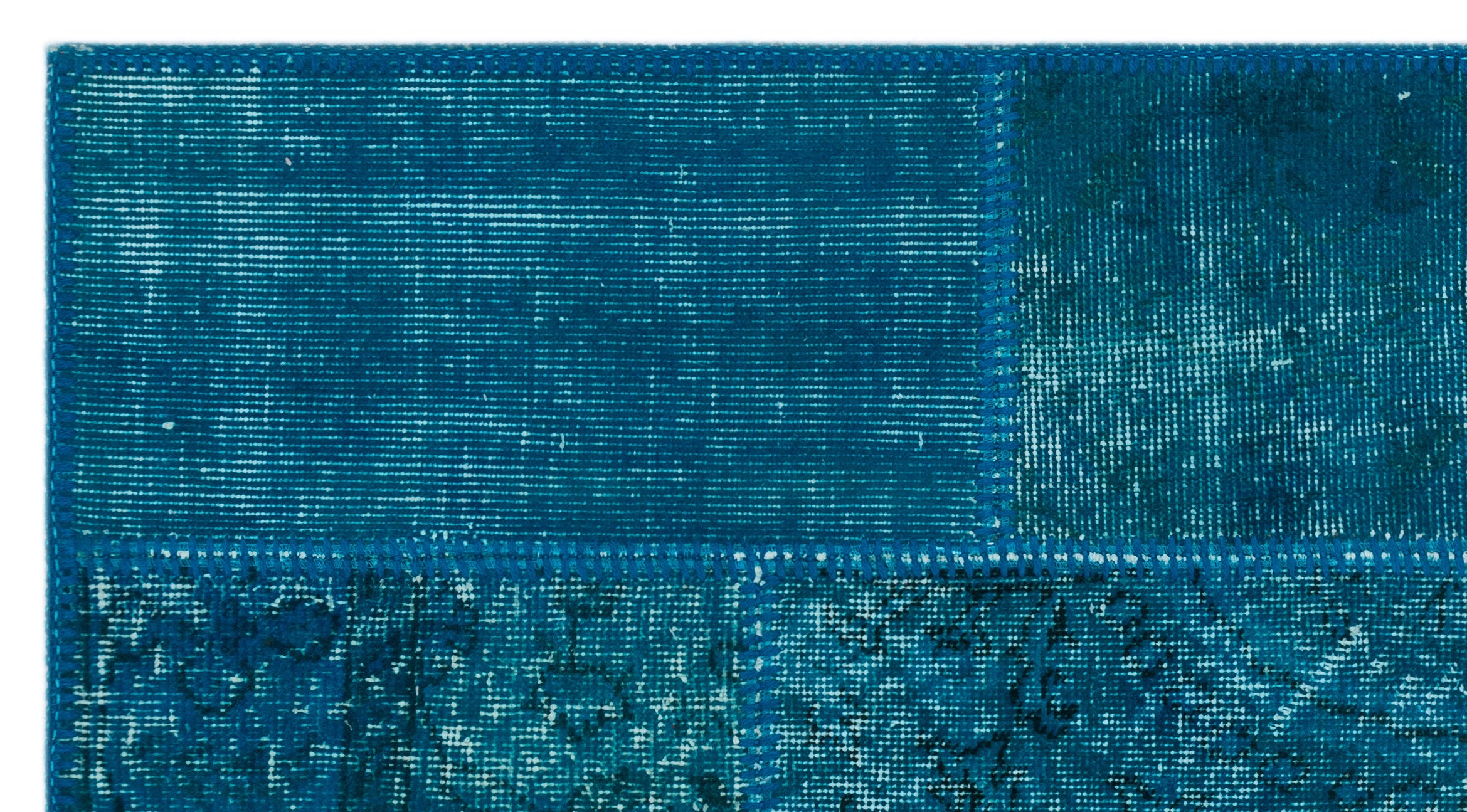 Turquoise  Over Dyed Patchwork Unique Rug 2'7'' x 4'11'' ft 80 x 150 cm