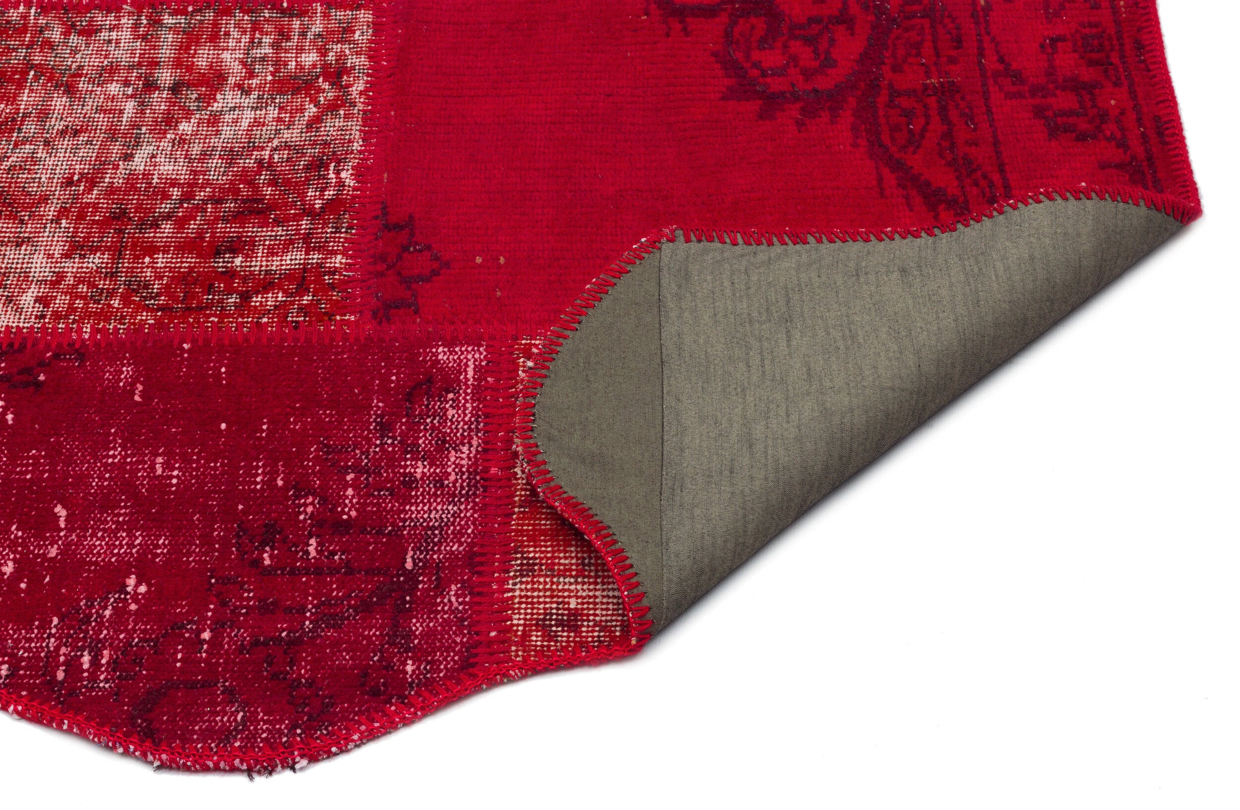 Red Over Dyed Patchwork Unique Rug 5'3'' x 7'7'' ft 160 x 230 cm