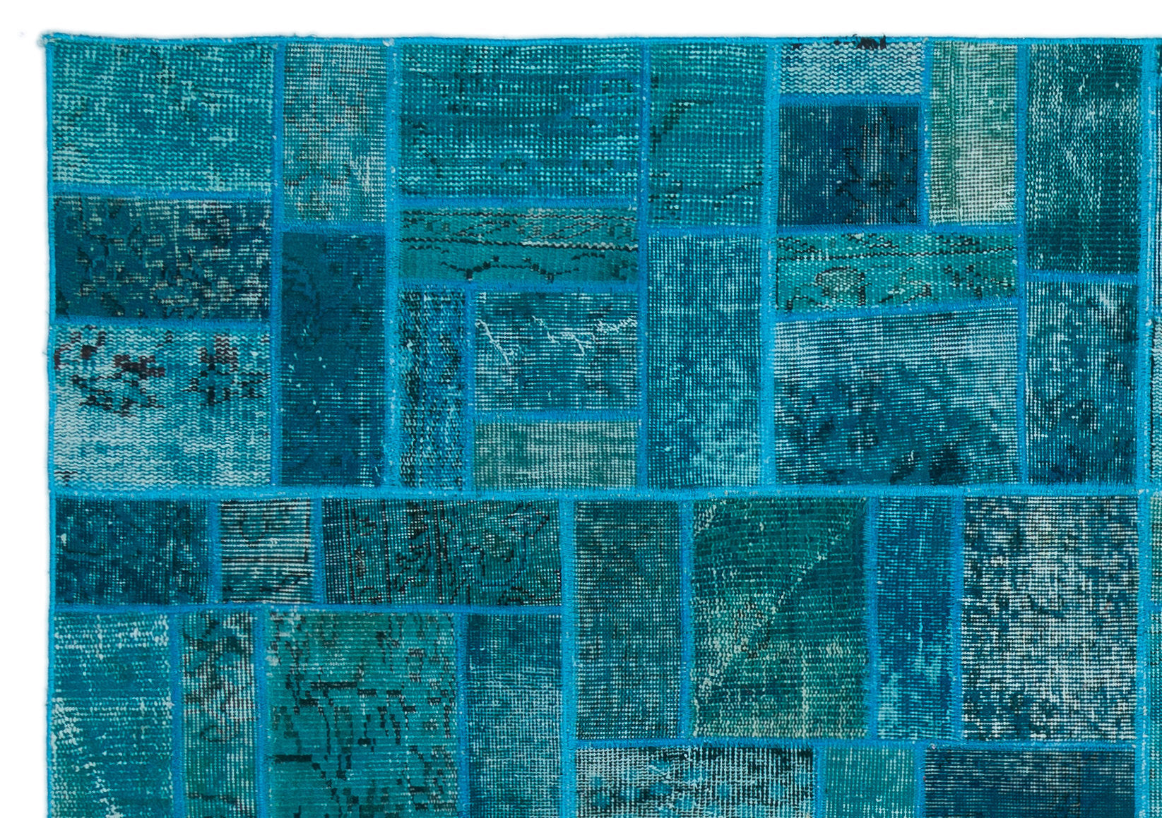 Turquoise  Over Dyed Patchwork Unique Rug 5'3'' x 7'7'' ft 160 x 230 cm