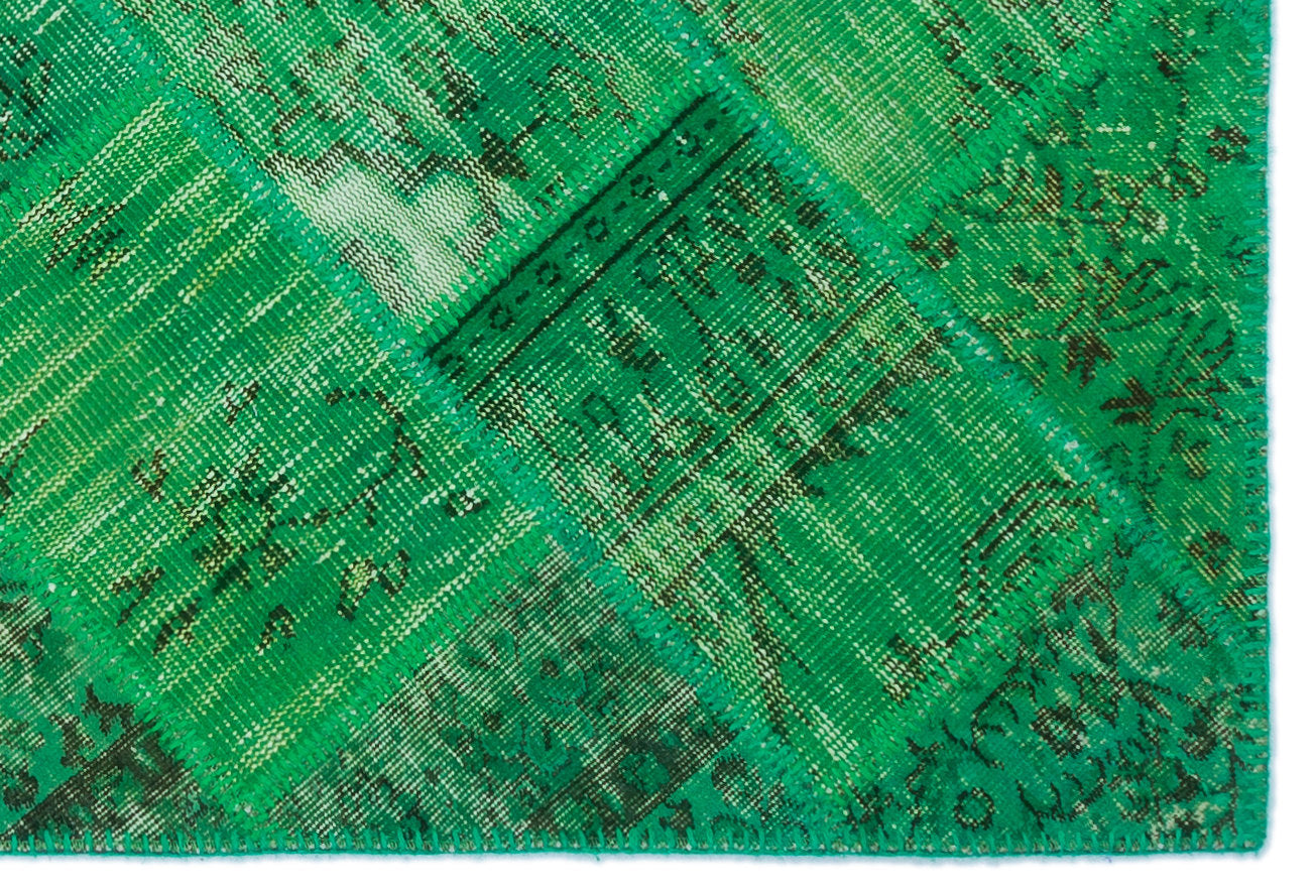 Green Over Dyed Patchwork Unique Rug 3'11'' x 5'11'' ft 120 x 180 cm