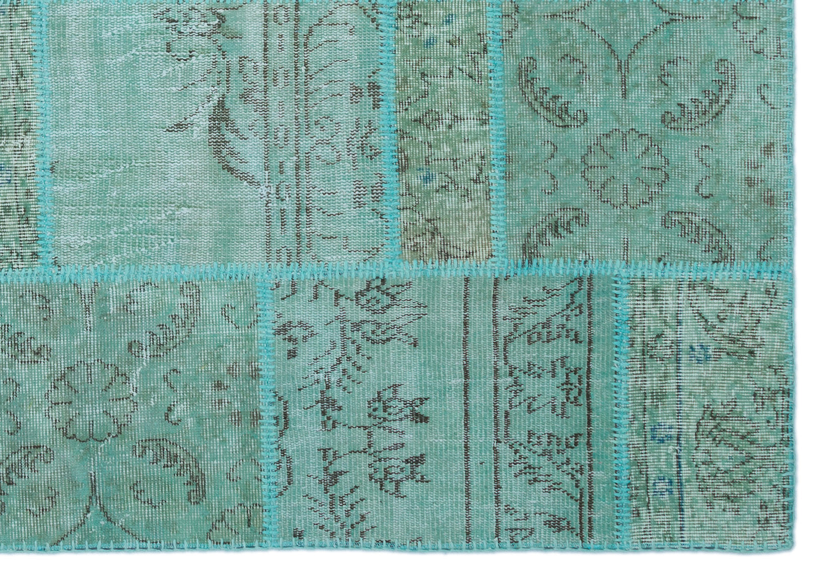 Turquoise  Over Dyed Patchwork Unique Rug 5'3'' x 7'7'' ft 160 x 230 cm