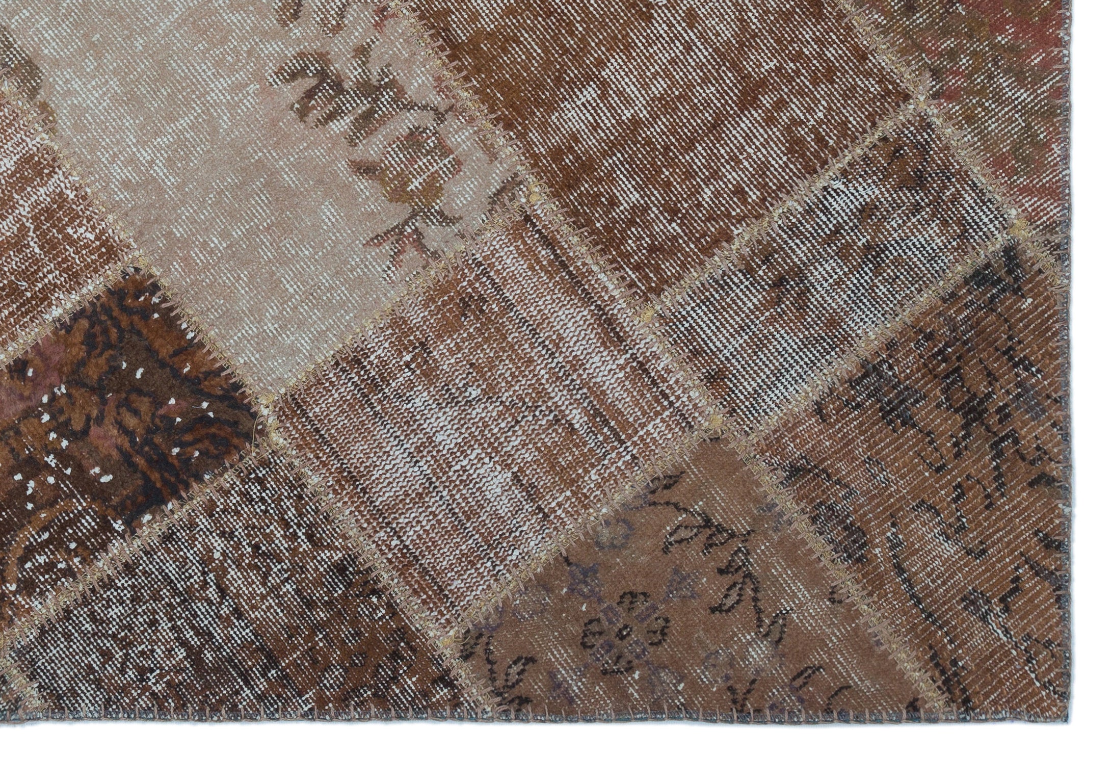 Brown Over Dyed Patchwork Unique Rug 3'11'' x 5'11'' ft 120 x 180 cm