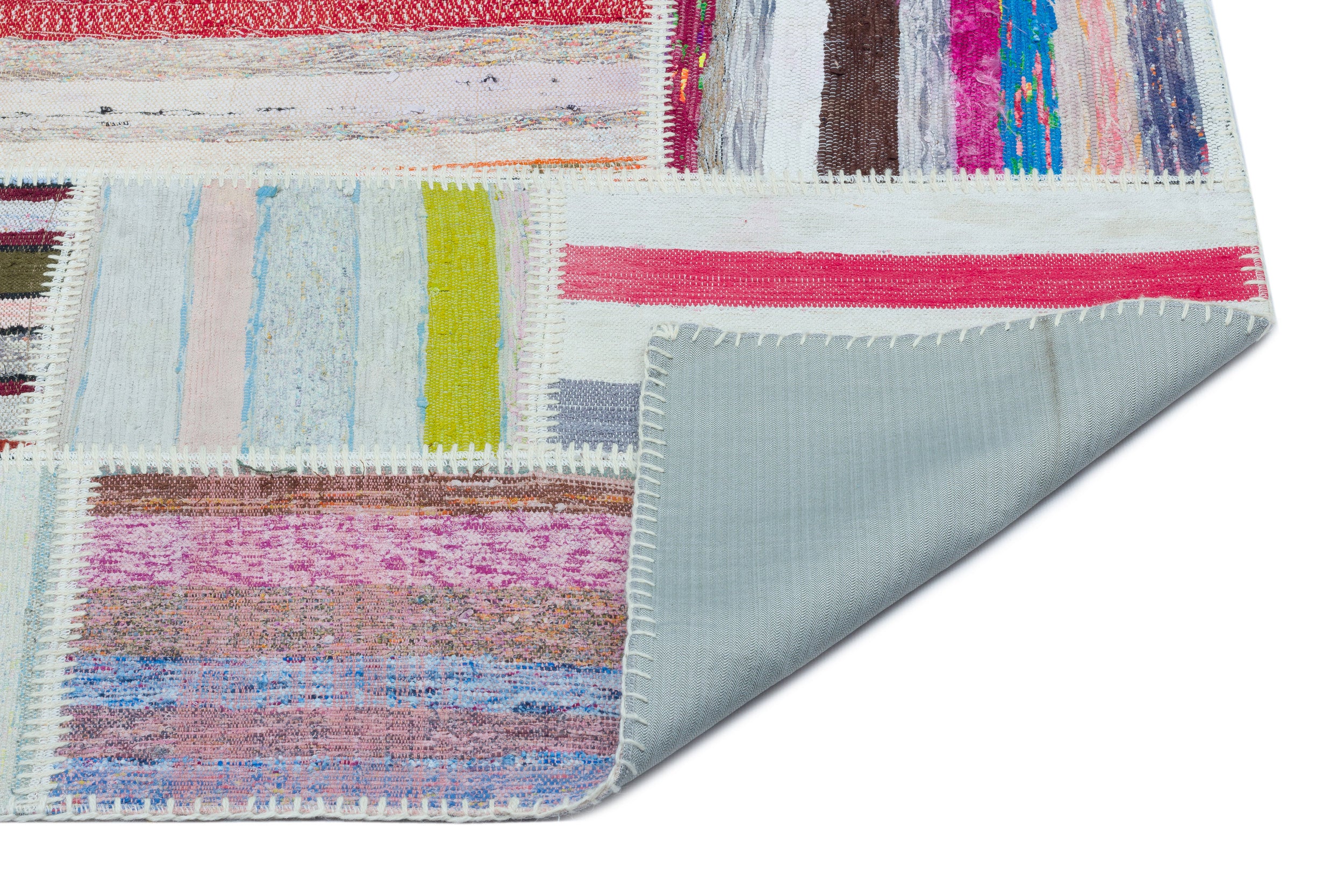 Striped Over Dyed Kilim Patchwork Unique Rug 3'11'' x 5'11'' ft 120 x 180 cm