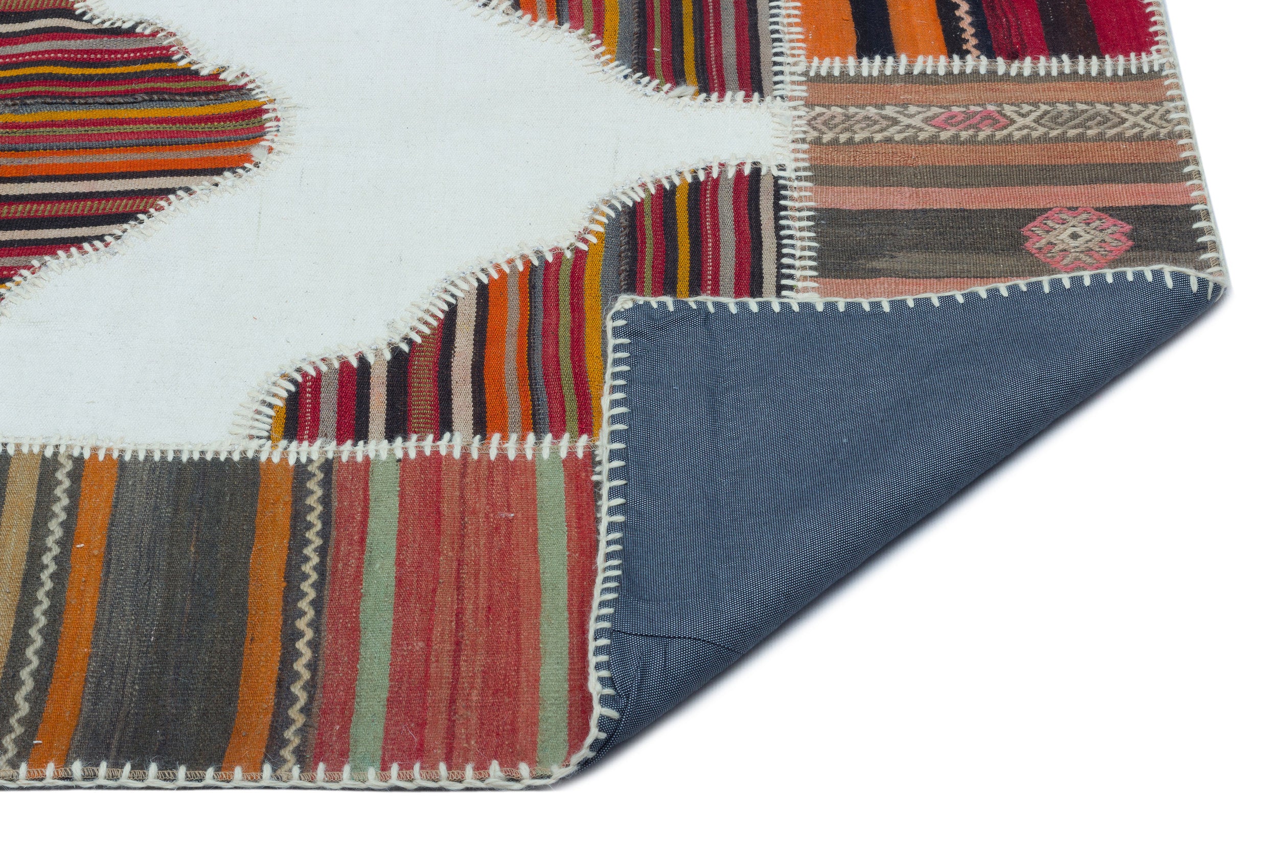 Naturel Over Dyed Kilim Patchwork Unique Rug 4'2'' x 6'0'' ft 127 x 184 cm
