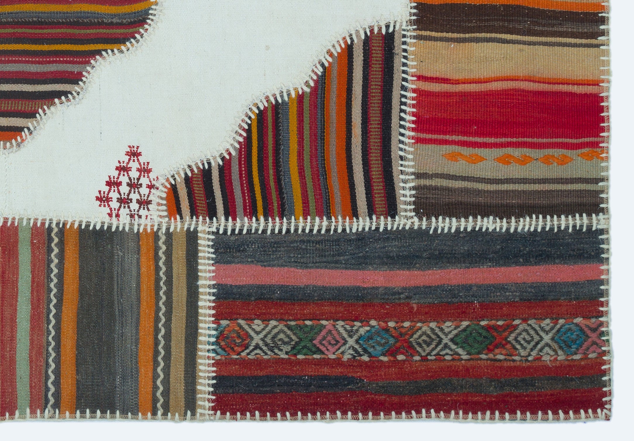 Naturel Over Dyed Kilim Patchwork Unique Rug 4'2'' x 6'0'' ft 127 x 184 cm