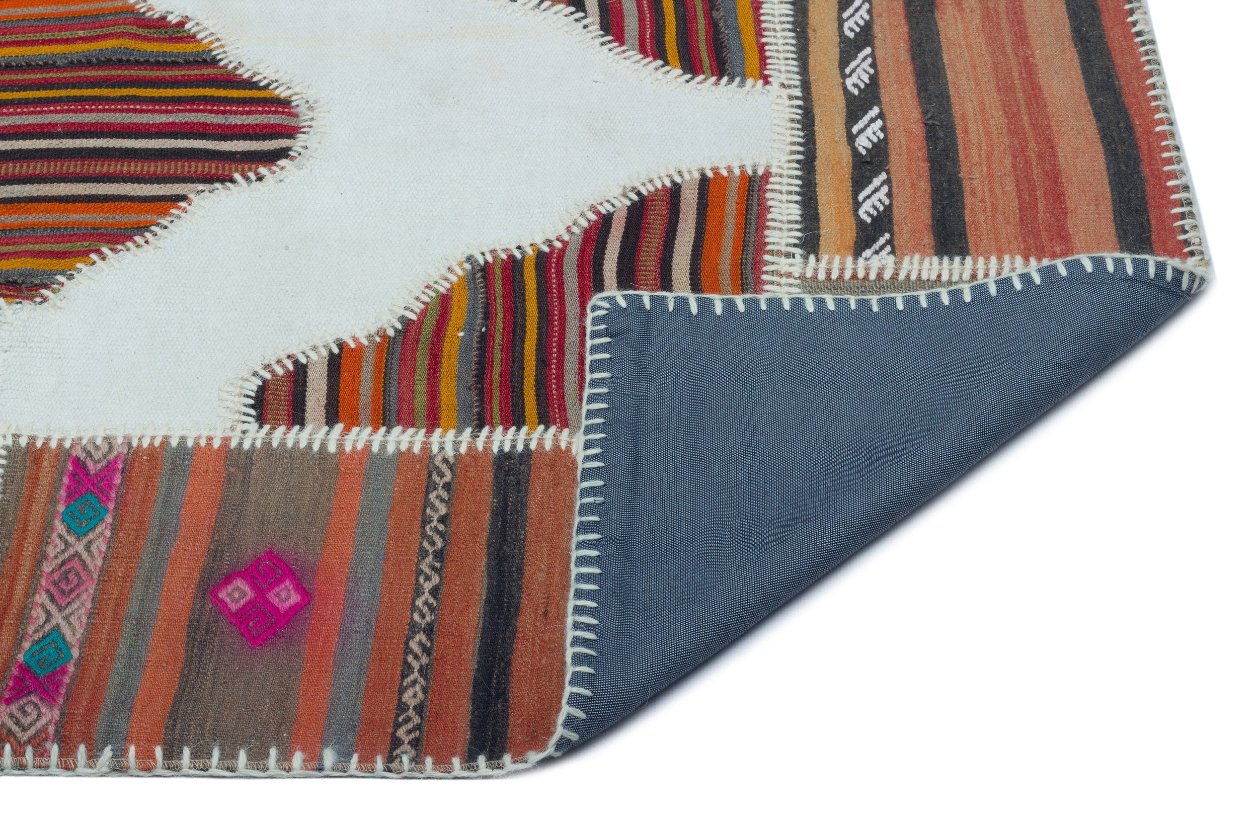 Naturel Over Dyed Kilim Patchwork Unique Rug 4'2'' x 5'10'' ft 128 x 178 cm