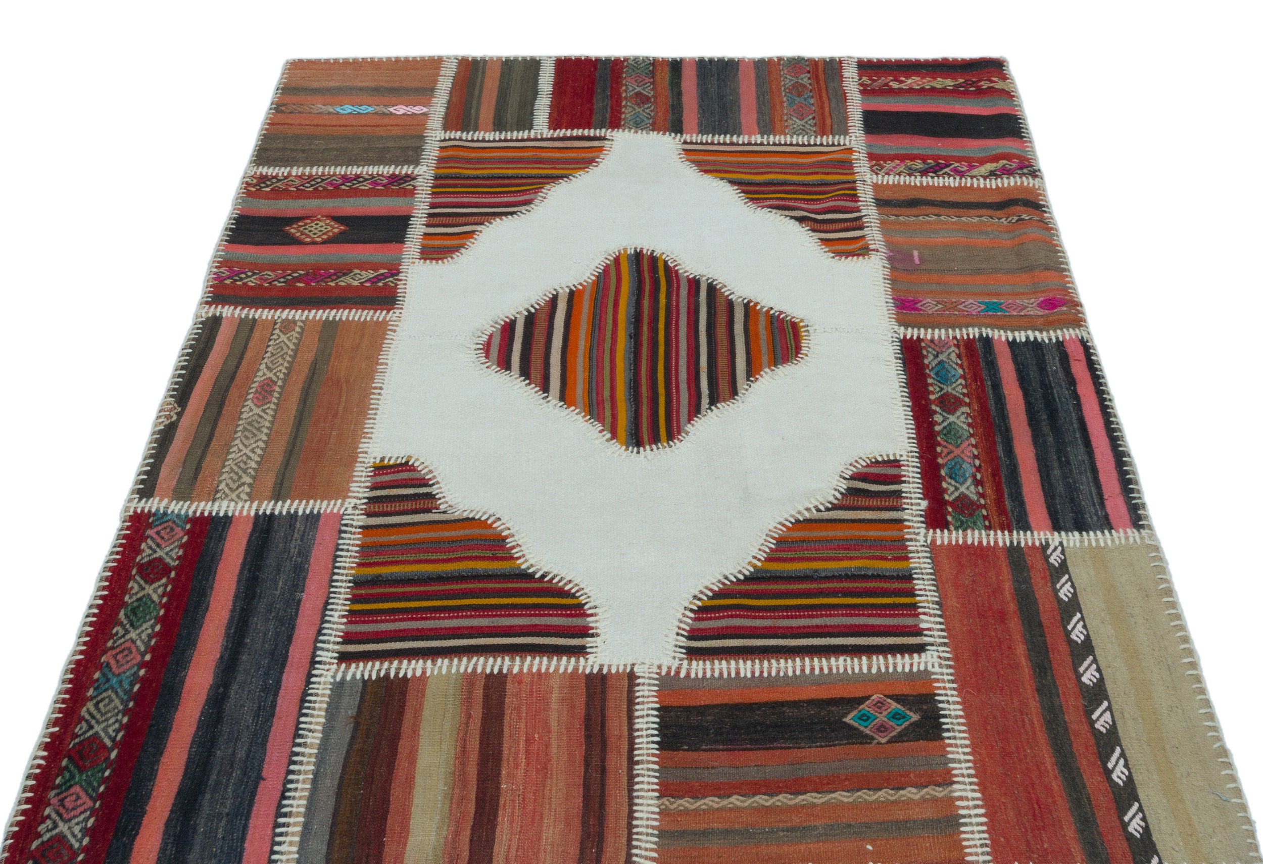 Naturel Over Dyed Kilim Patchwork Unique Rug 4'3'' x 5'11'' ft 130 x 180 cm