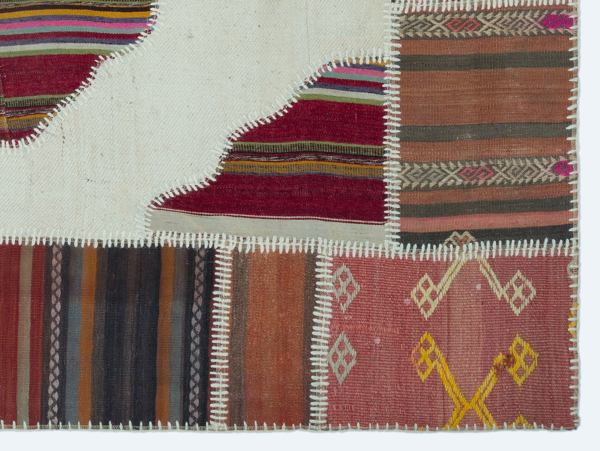 Naturel Over Dyed Kilim Patchwork Unique Rug 4'4'' x 5'10'' ft 133 x 177 cm