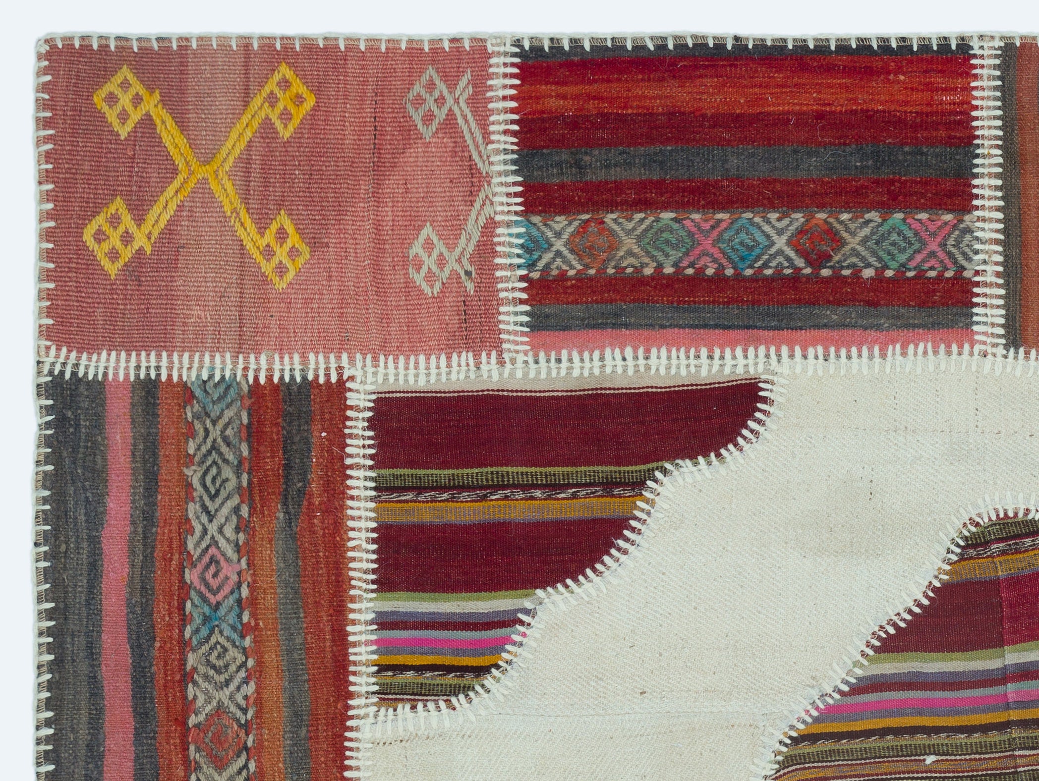 Naturel Over Dyed Kilim Patchwork Unique Rug 4'4'' x 5'10'' ft 133 x 177 cm