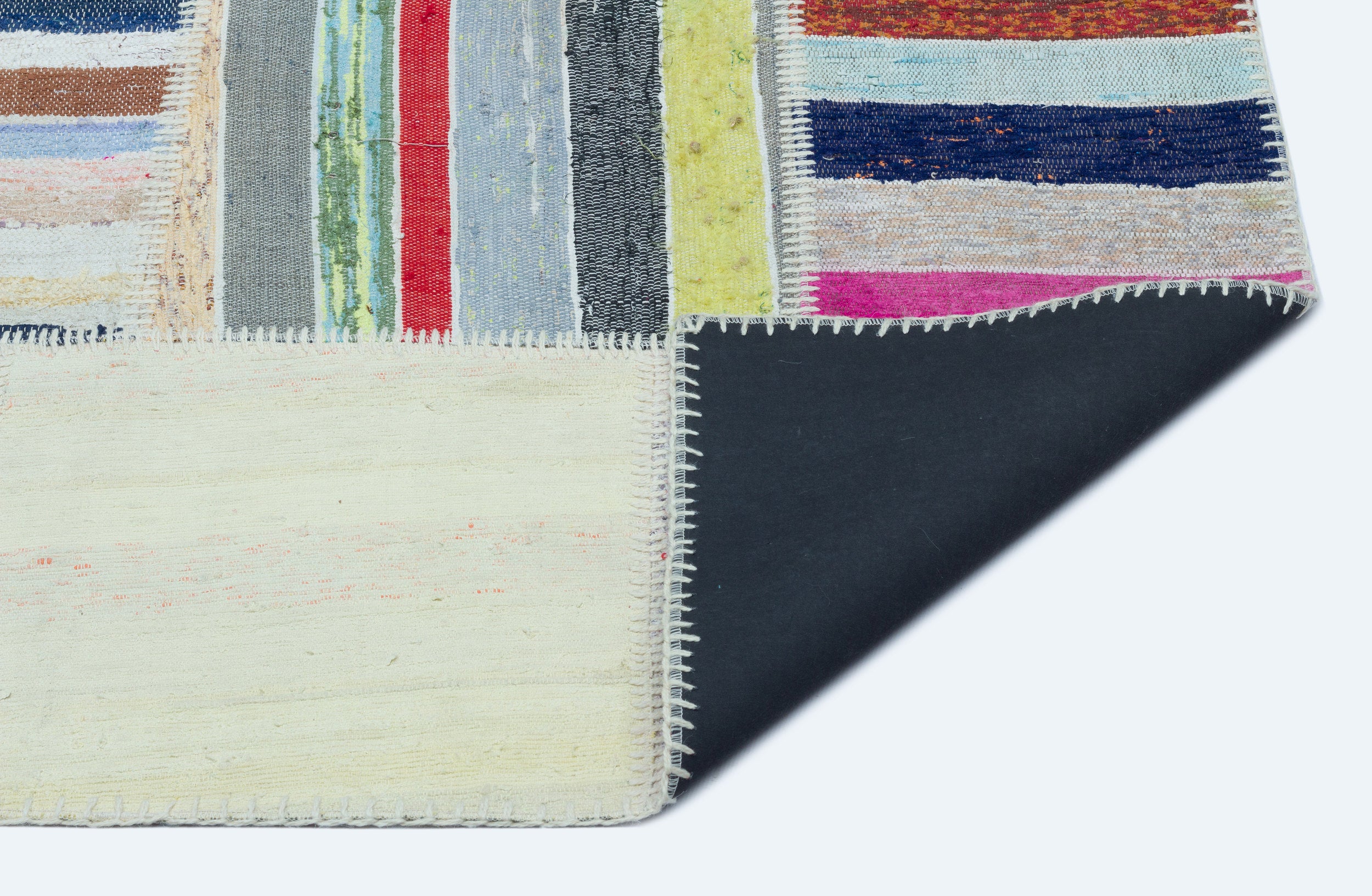 Striped Over Dyed Kilim Patchwork Unique Rug 5'2'' x 7'3'' ft 158 x 220 cm