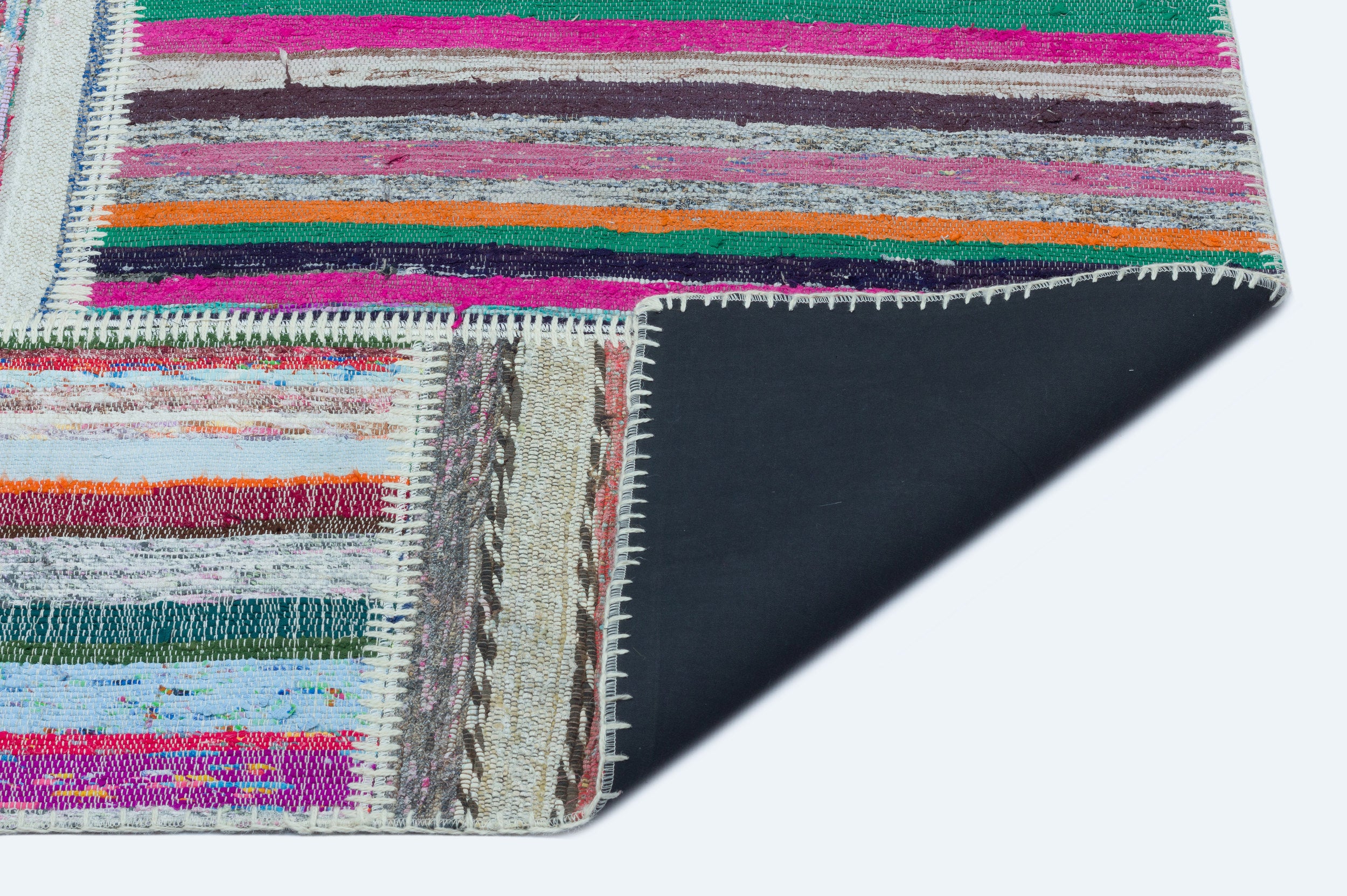 Striped Over Dyed Kilim Patchwork Unique Rug 5'3'' x 7'3'' ft 160 x 220 cm