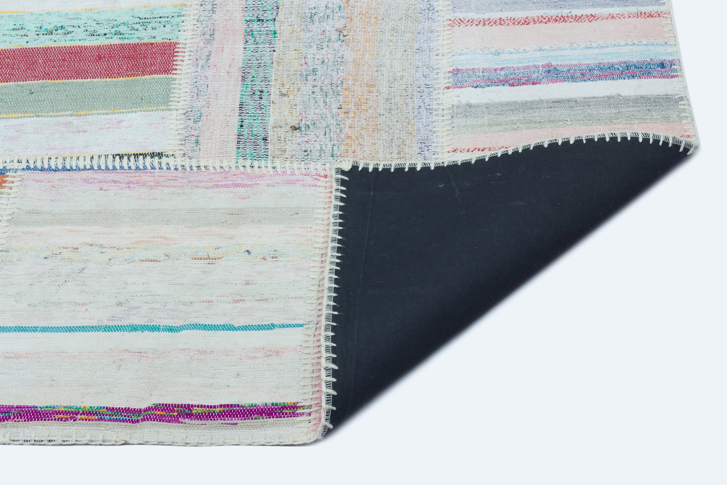 Striped Over Dyed Kilim Patchwork Unique Rug 5'3'' x 7'3'' ft 160 x 221 cm