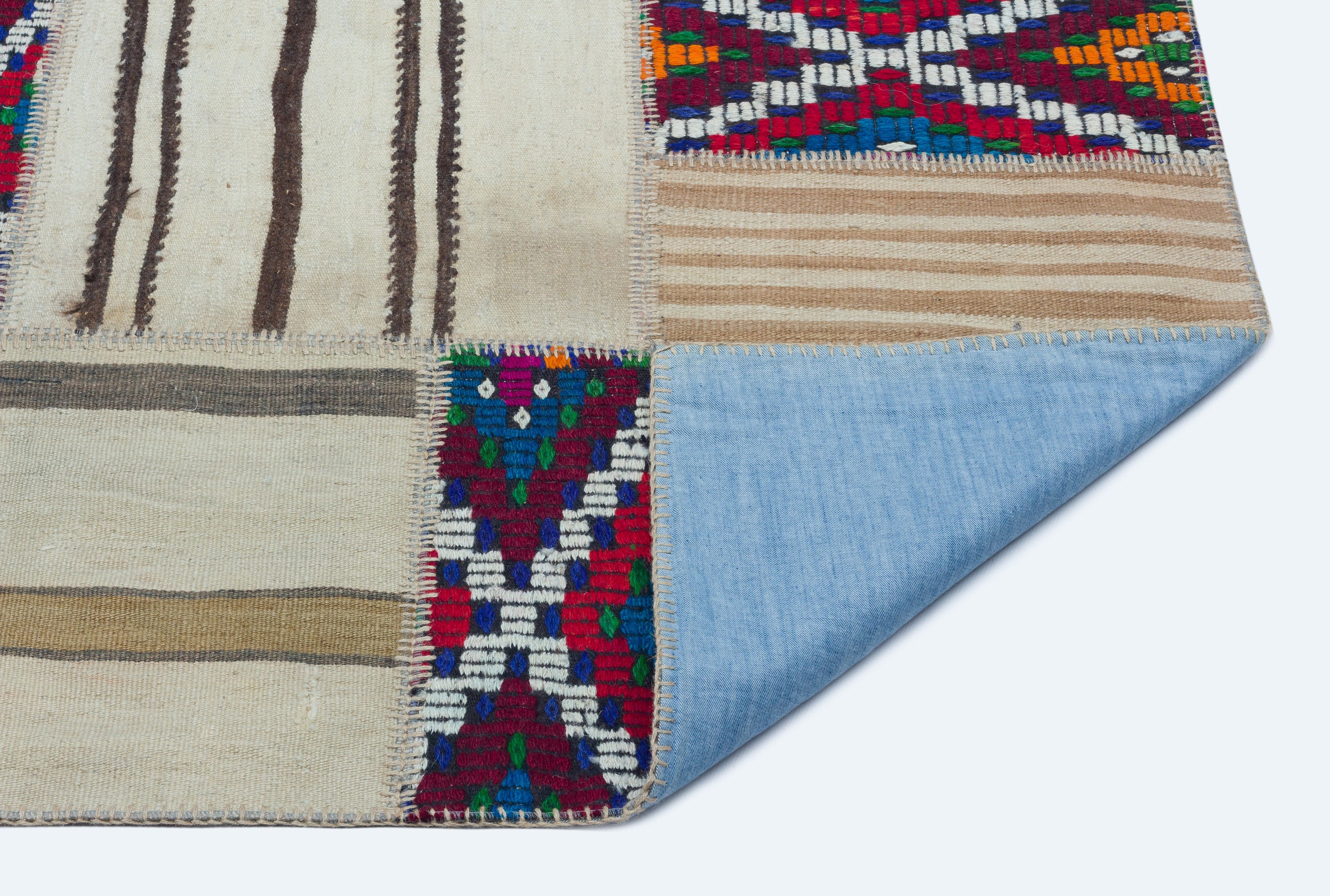 Naturel Over Dyed Kilim Patchwork Unique Rug 5'3'' x 7'7'' ft 160 x 230 cm