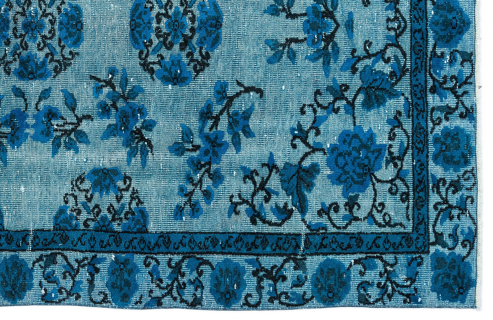 Turquoise  Over Dyed Carved Rug 5'5'' x 8'10'' ft 164 x 268 cm
